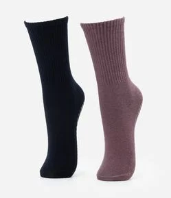 Kit 02 Meias Esportivas em Algodão com Antiderrapante