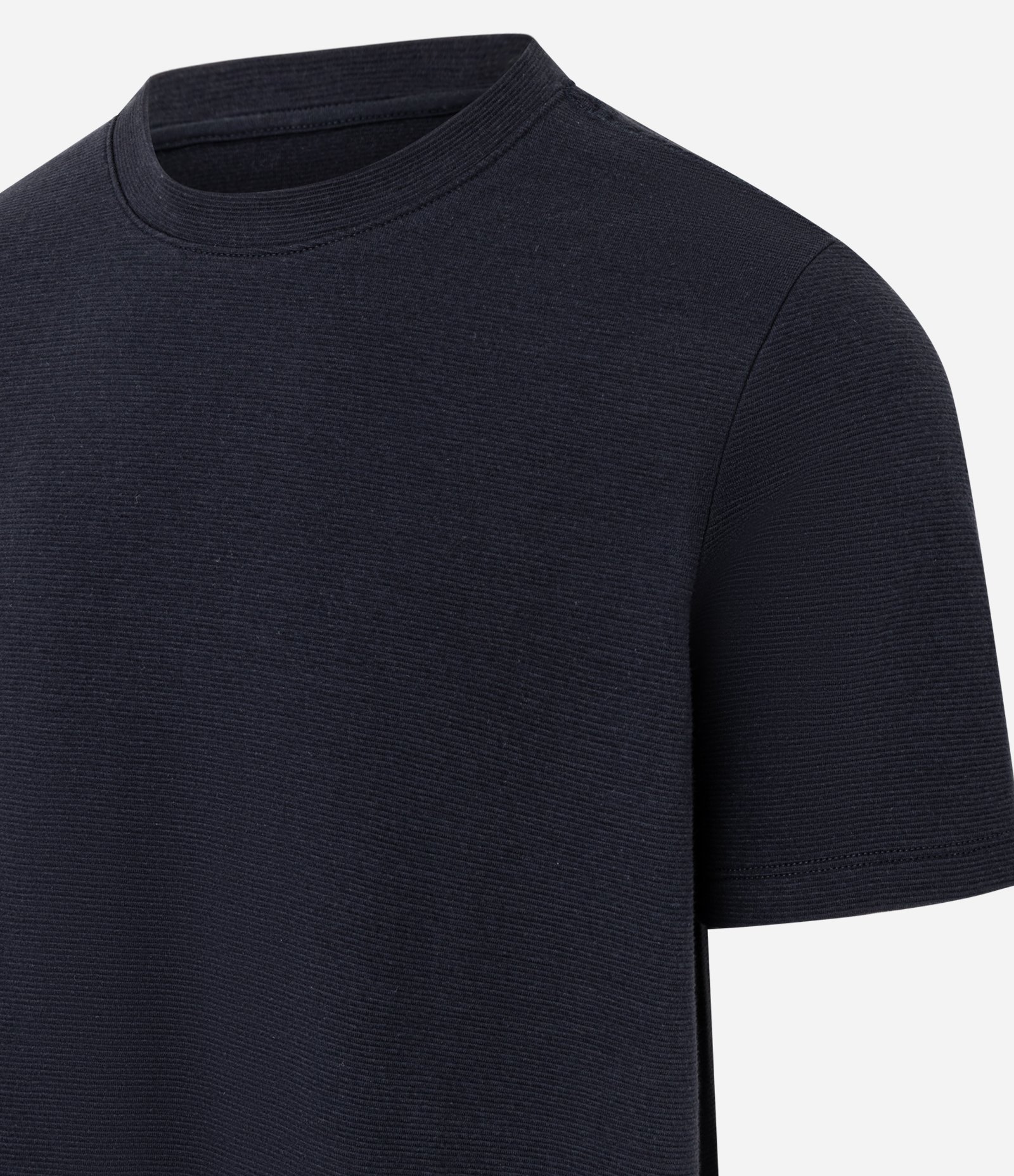 Camiseta Slim em Algodão com Textura Canelada Azul Escuro 7