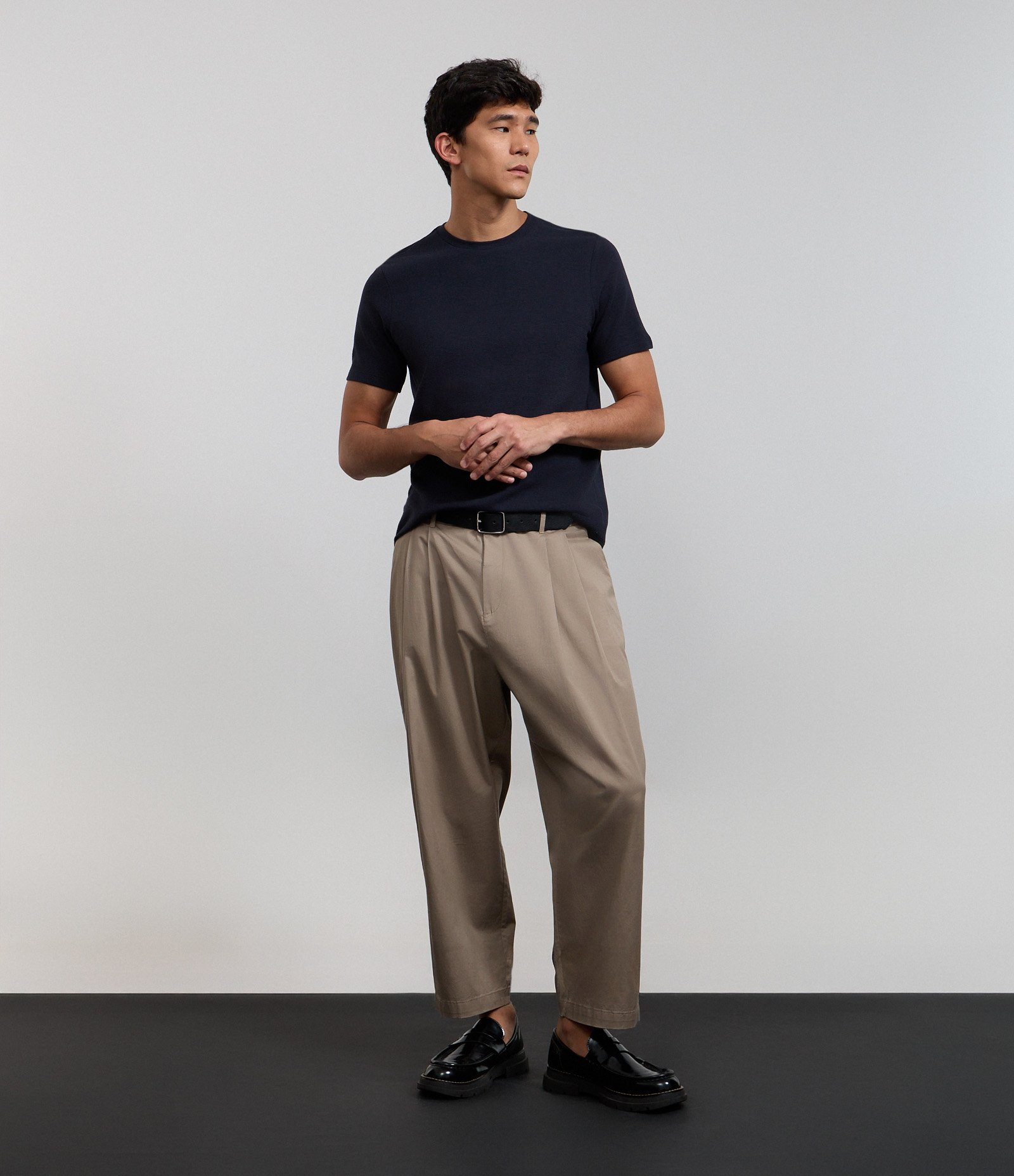 Camiseta Slim em Algodão com Textura Canelada Azul Escuro 4