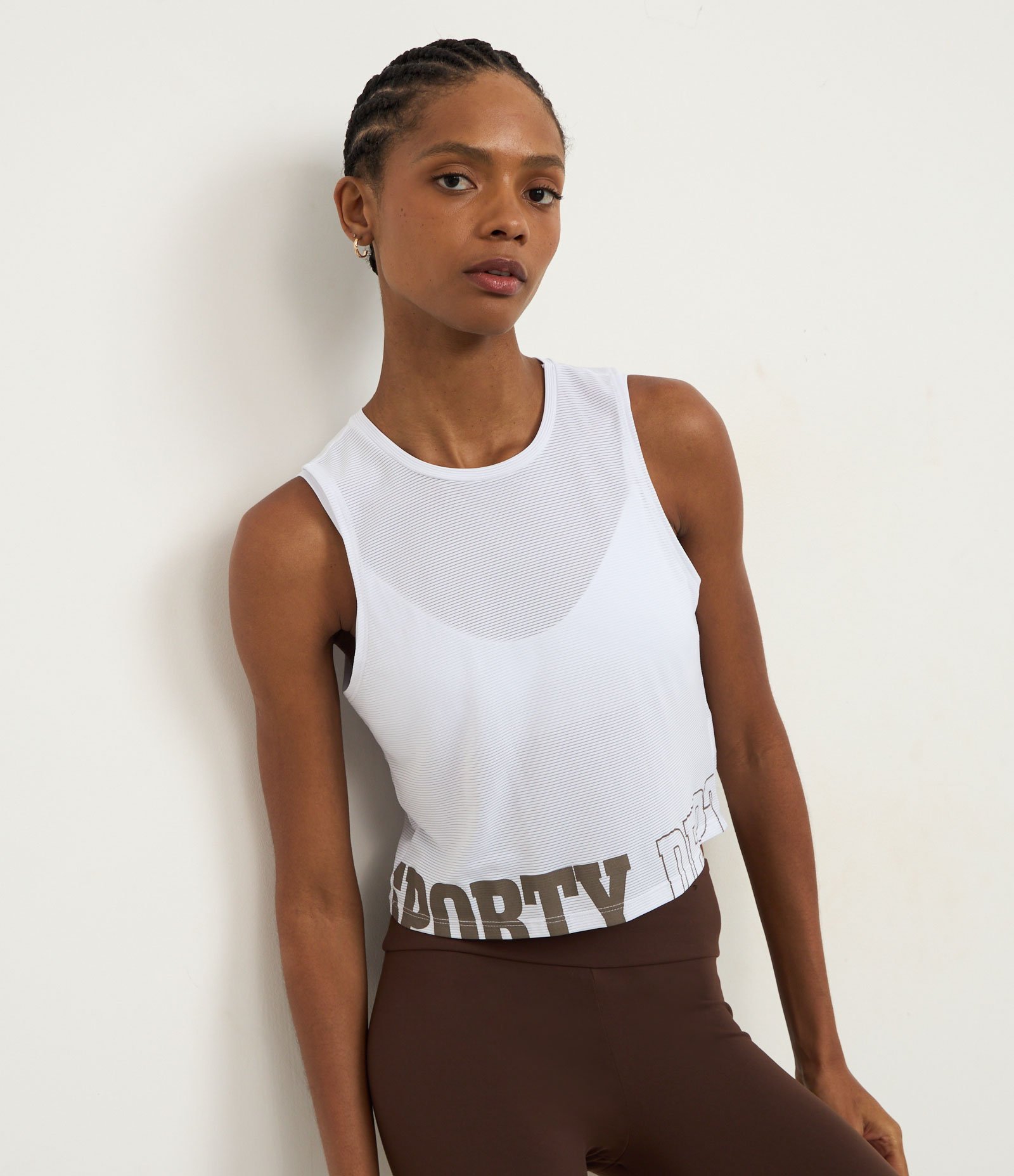 Regata Esportiva em Microfibra com Estampa Branco 1