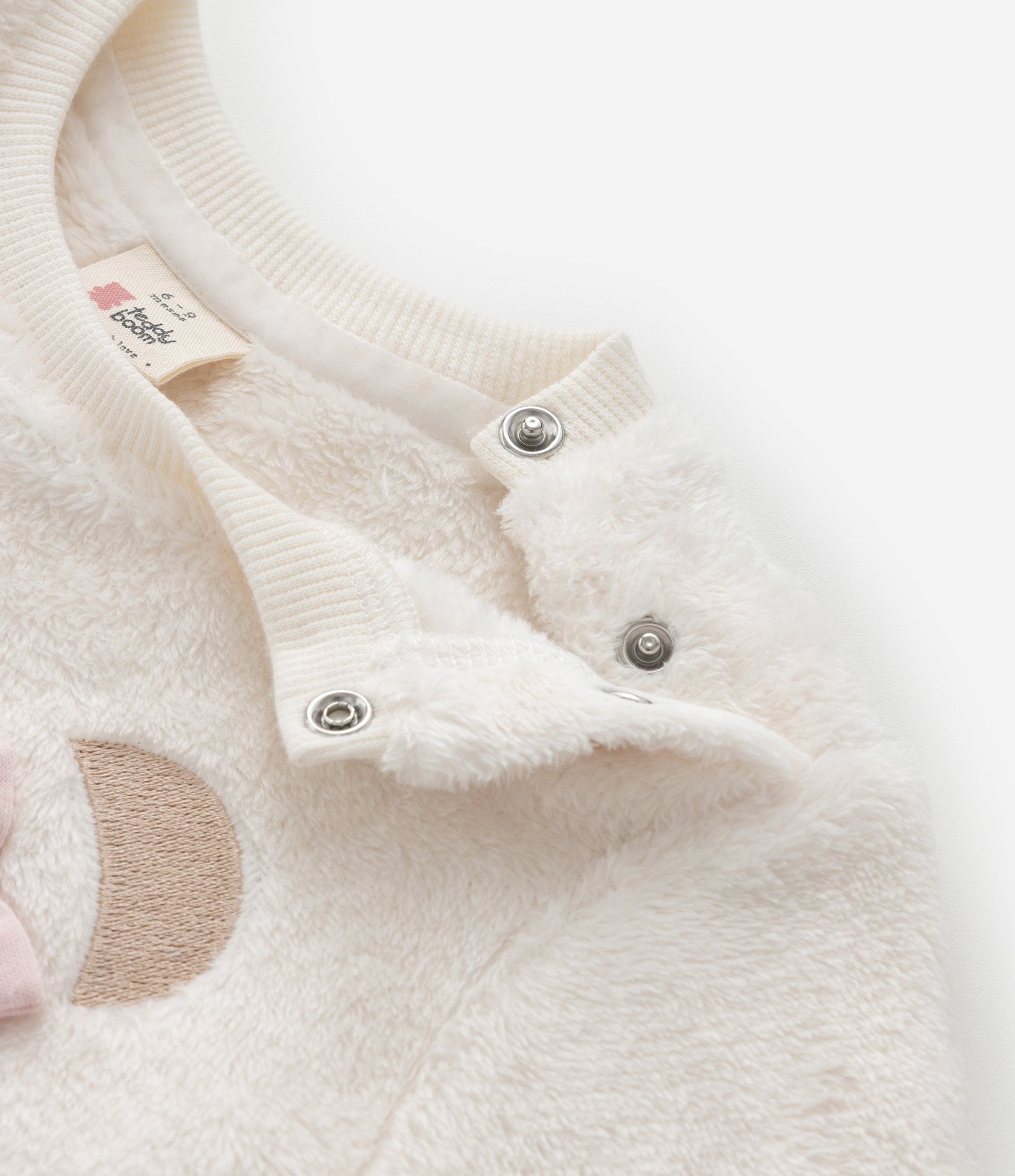 Casaco Infantil Fleece com Urso Bordado – Tam 0 a 18 Meses Bege Claro 4