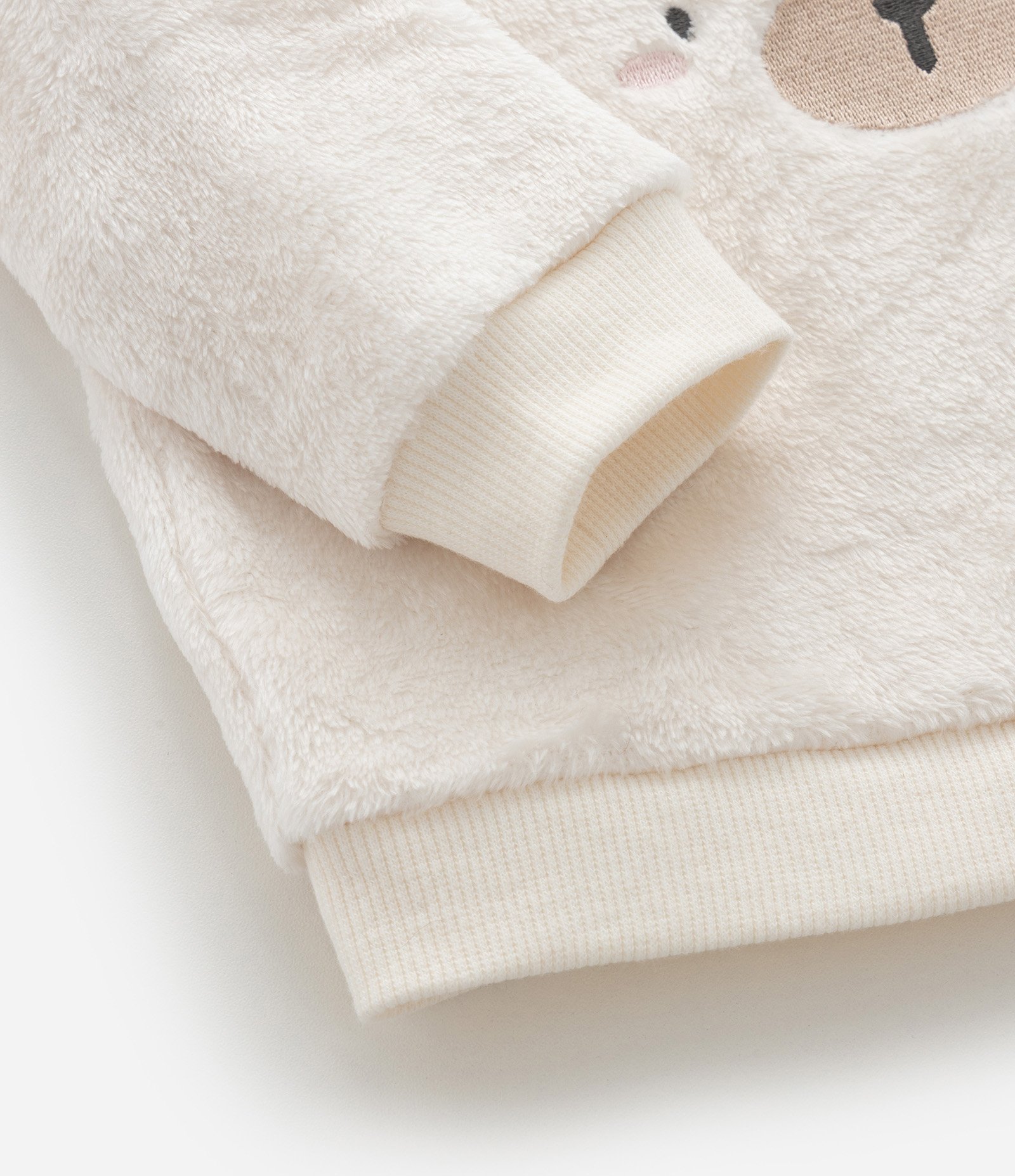 Casaco Infantil Fleece com Urso Bordado – Tam 0 a 18 Meses Bege Claro 5