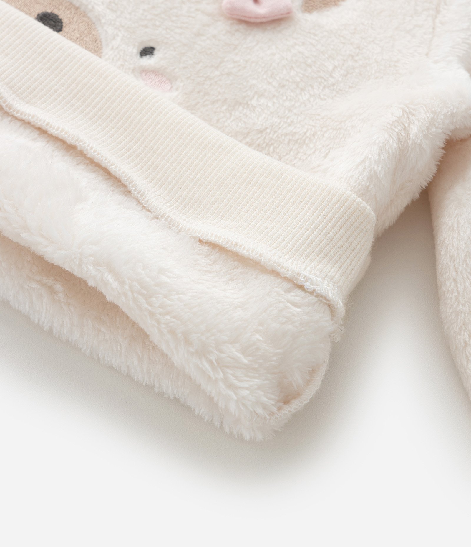 Casaco Infantil Fleece com Urso Bordado – Tam 0 a 18 Meses Bege Claro 6