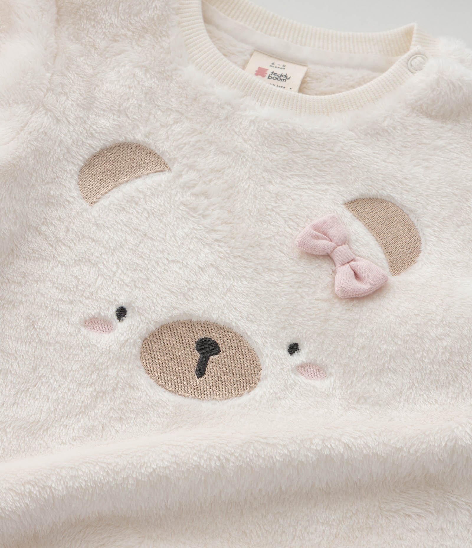 Casaco Infantil Fleece com Urso Bordado – Tam 0 a 18 Meses Bege Claro 7