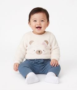 Casaco Infantil Fleece com Urso Bordado – Tam 0 a 18 Meses