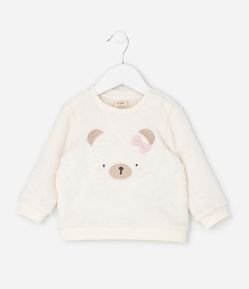 Casaco Infantil Fleece com Urso Bordado – Tam 0 a 18 Meses