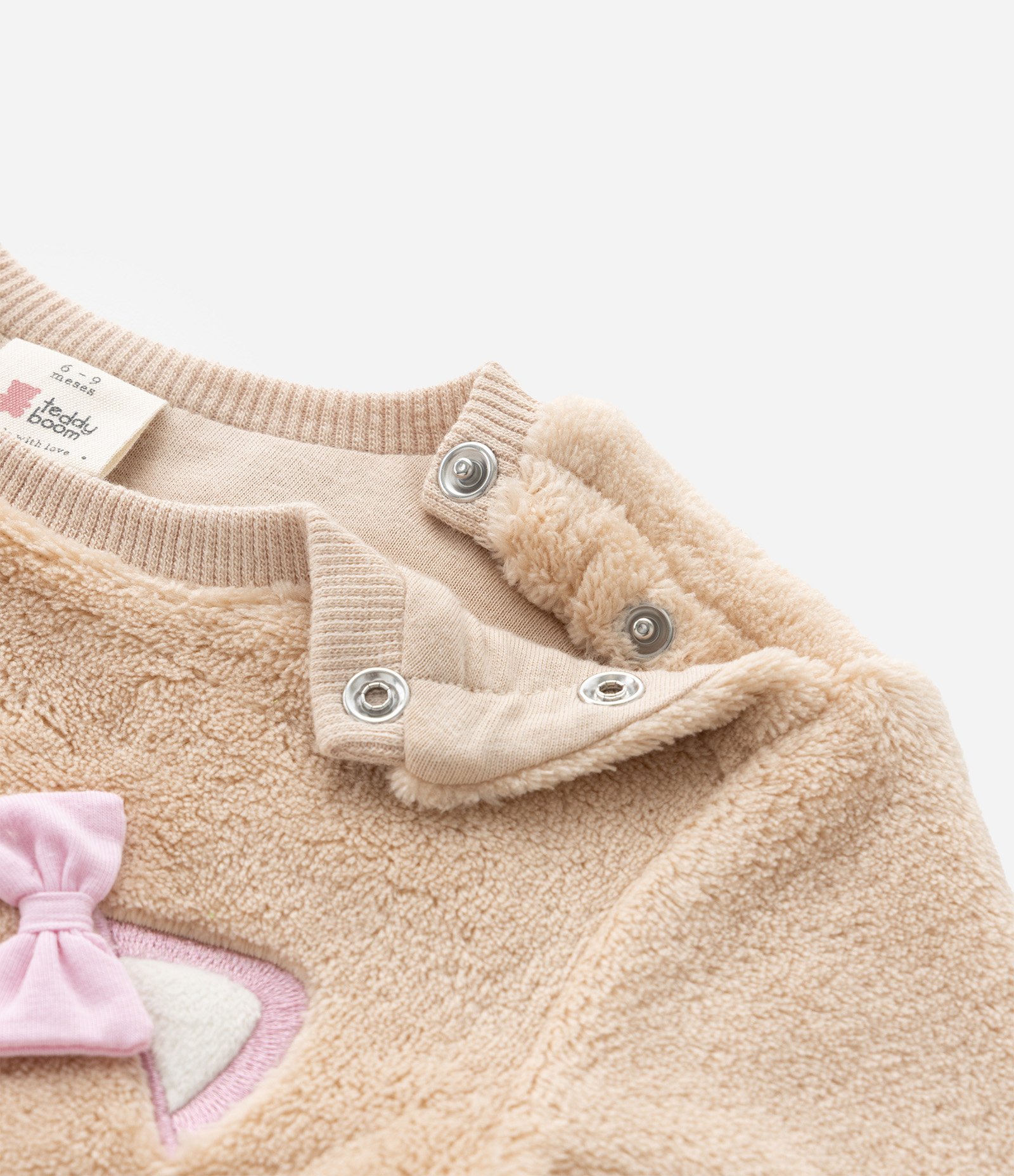 Conjunto Infantil em Fleece com Bordado de Bichinho - Tam 0 a 18 Meses Bege 11