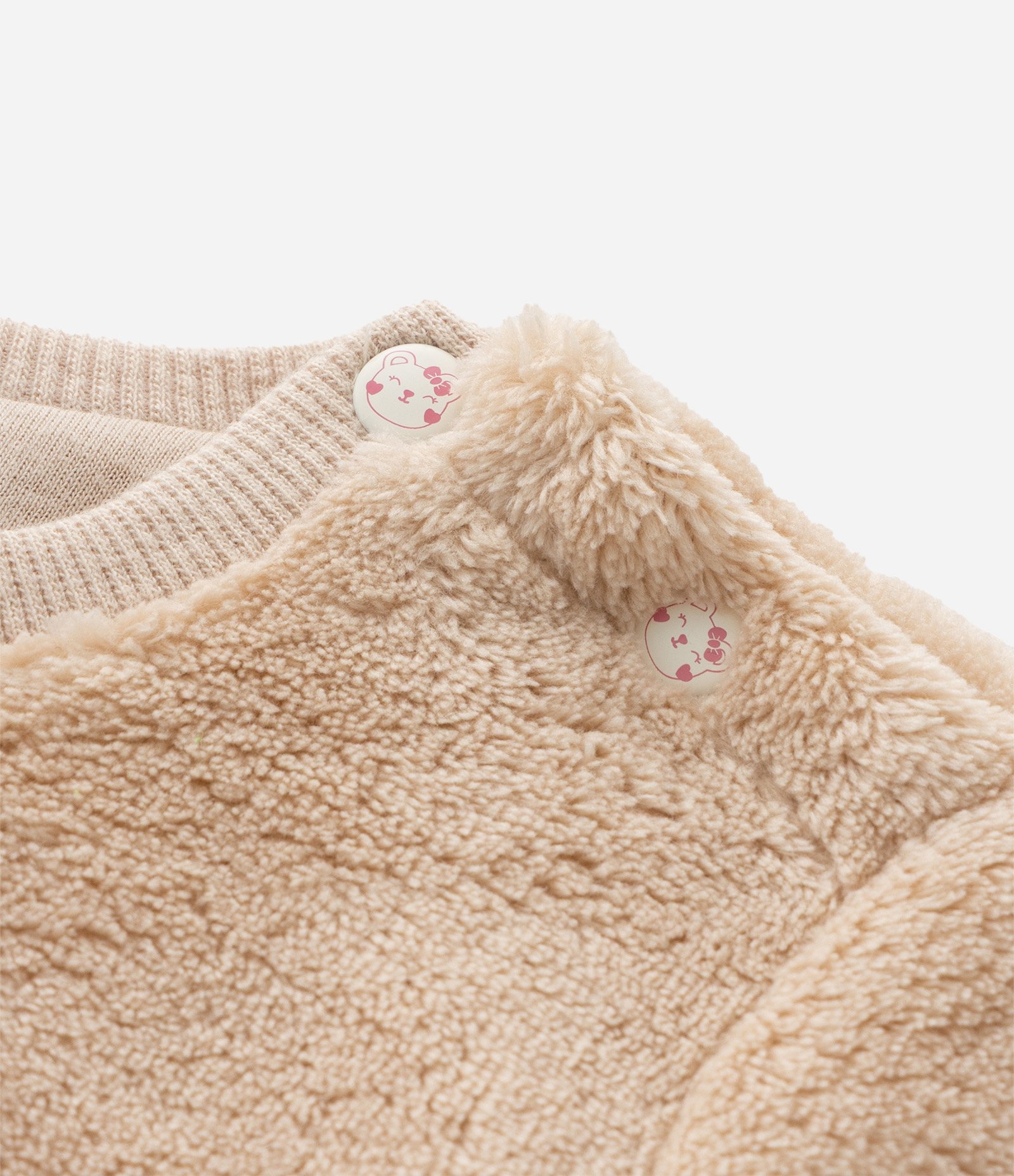 Conjunto Infantil em Fleece com Bordado de Bichinho - Tam 0 a 18 Meses Bege 12