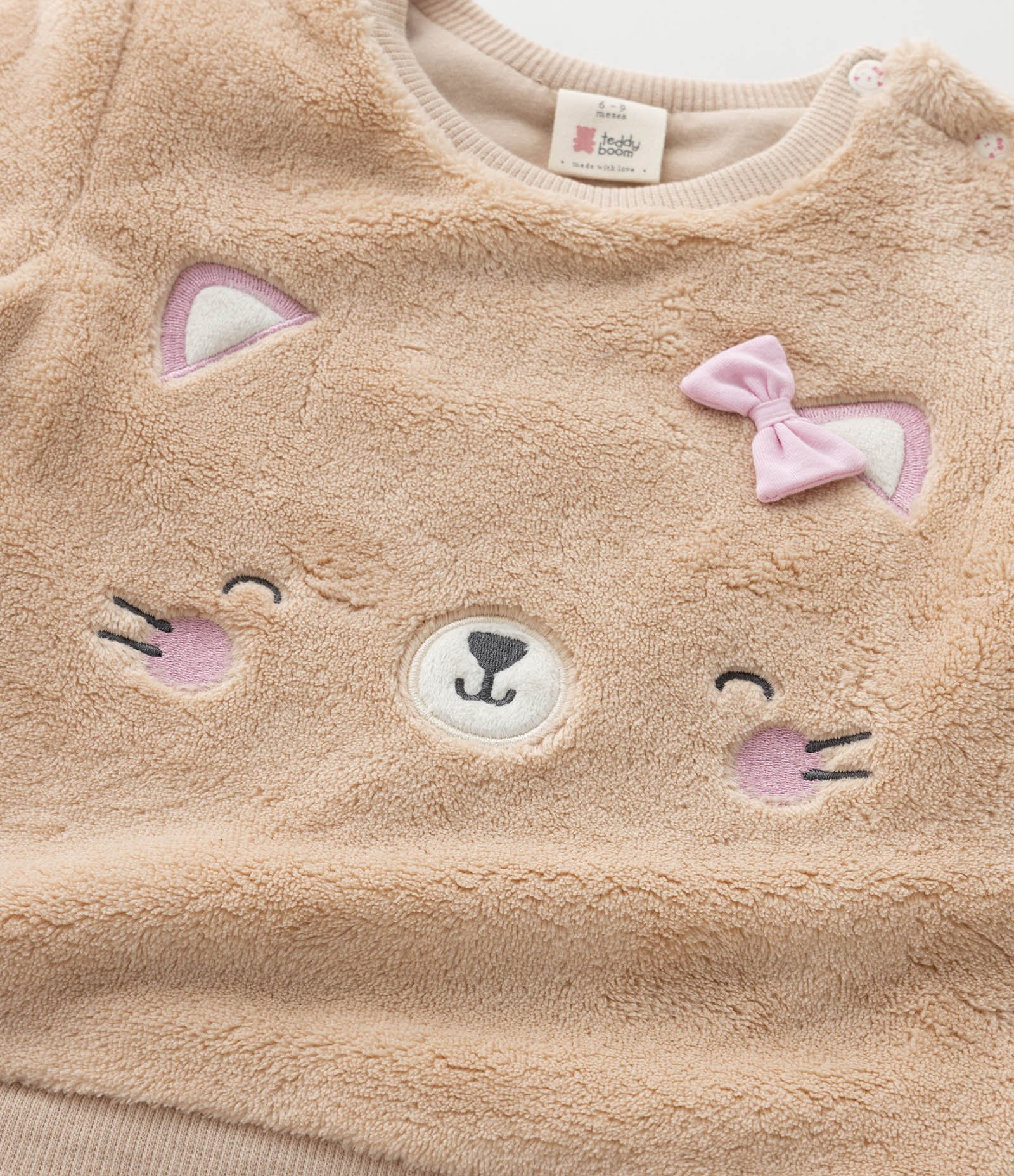 Conjunto Infantil em Fleece com Bordado de Bichinho - Tam 0 a 18 Meses Bege 13