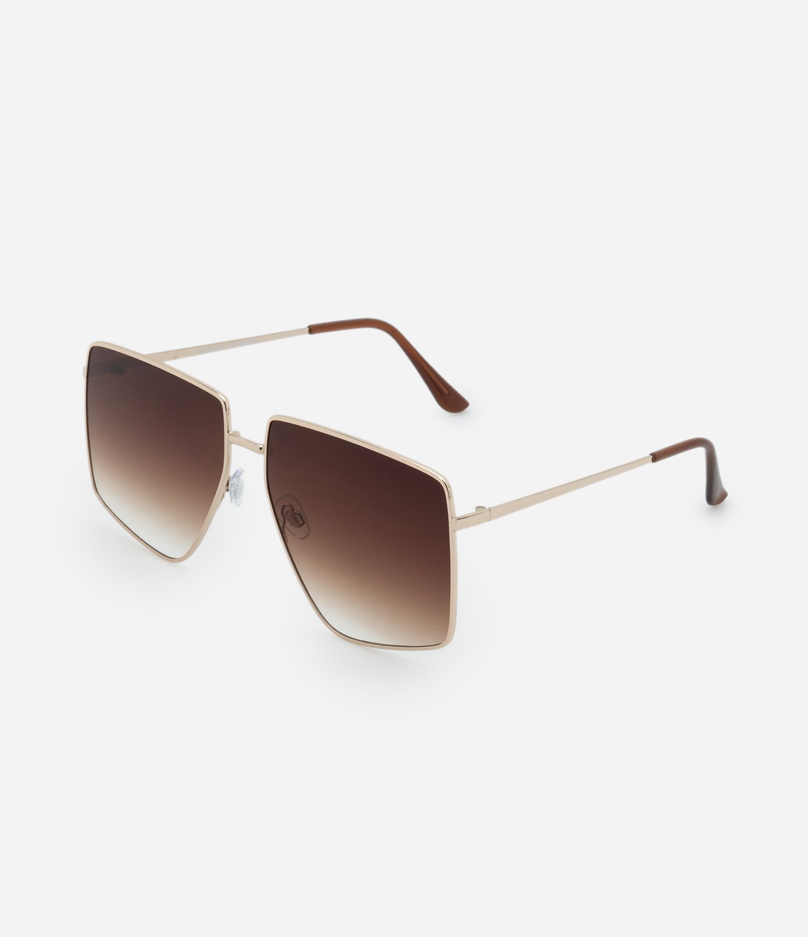 Óculos de Sol Quadrado com Hastes Metalizadas Dourado 1