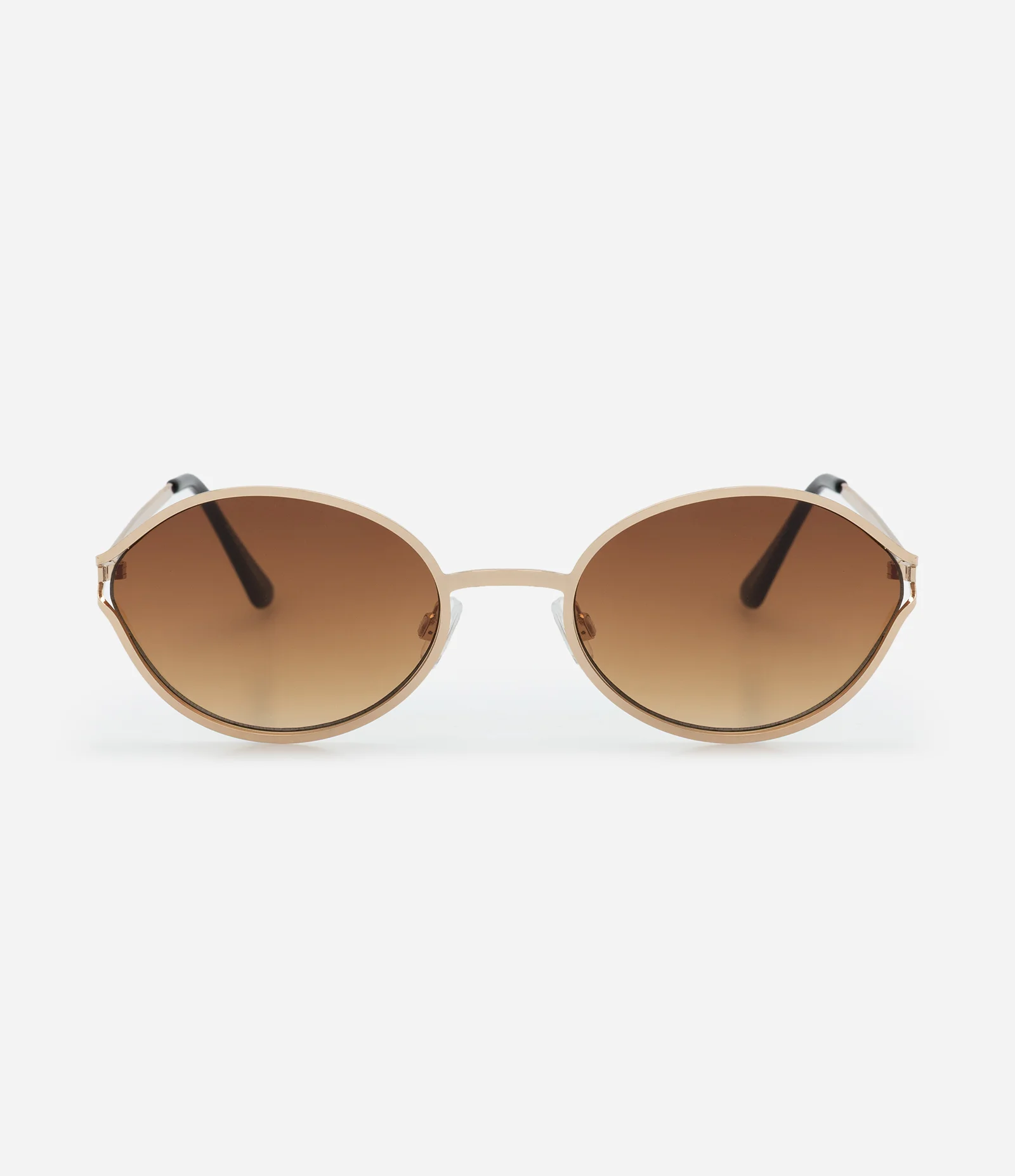 Óculos de Sol Redondo com Hastes Metalizadas e Lente Degradê Dourado 2