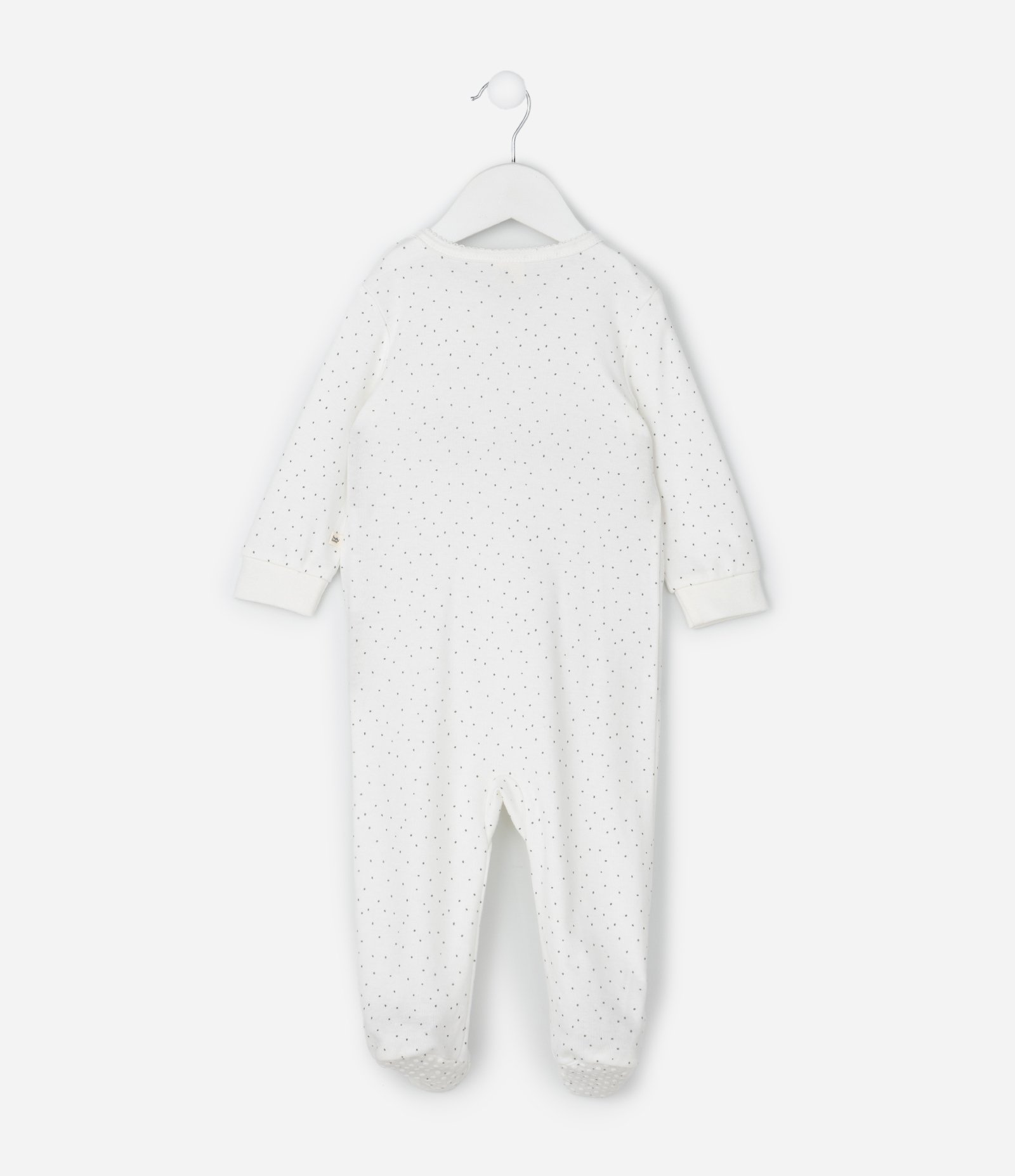 Macacão Infantil em Suedine com Poá e Bordado – Tam RN a 18 Meses Off White 3