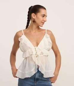 Blusa em Chiffon com Amarração e Babados