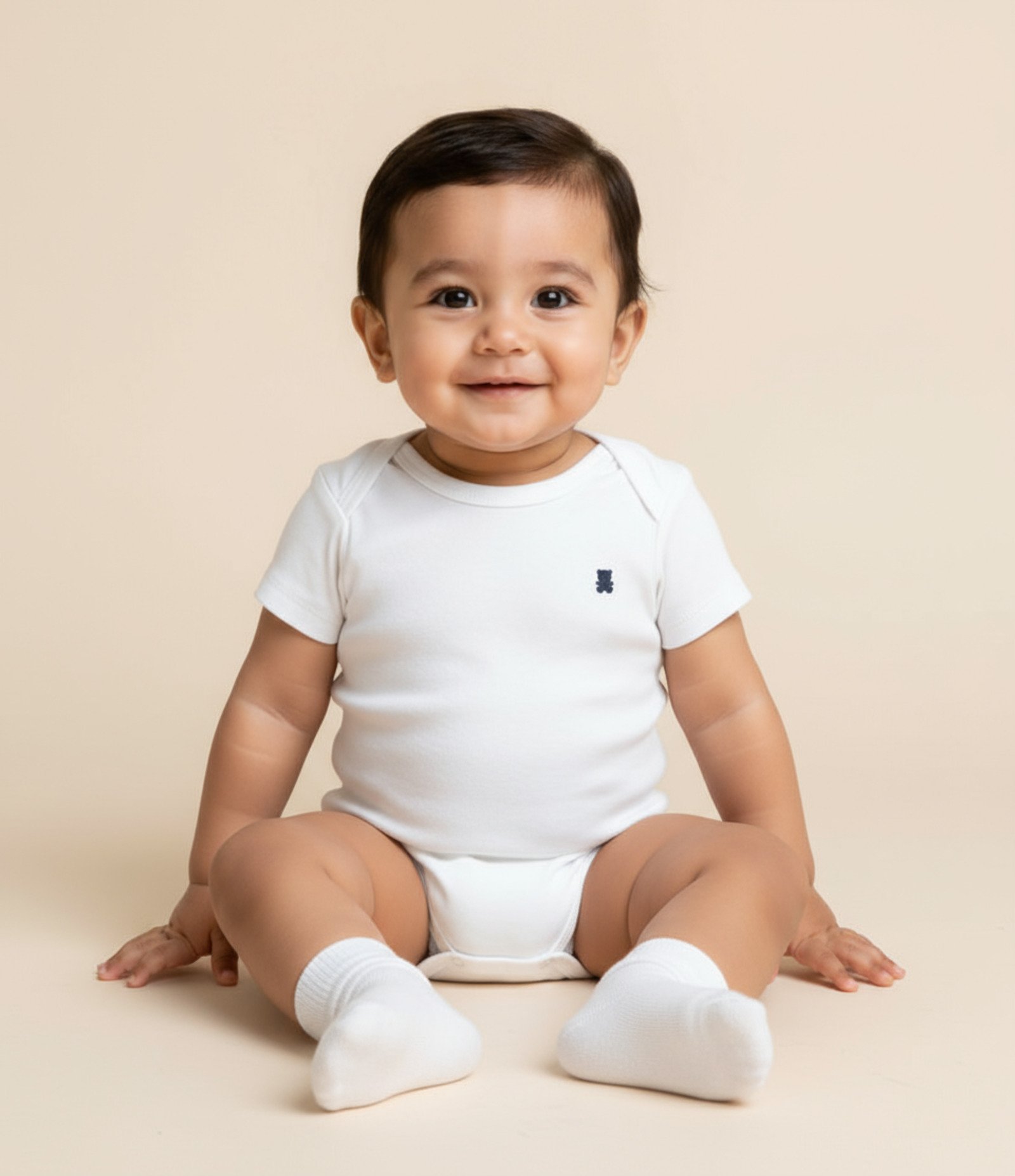 Body Infantil em Cotton com Bordado de Ursinho - Tam 0 a 18 Meses Branco 1