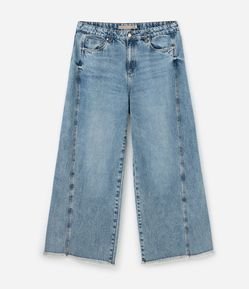 Calça Wide Leg em Jeans com Recorte Laterais Curve & Plus Size