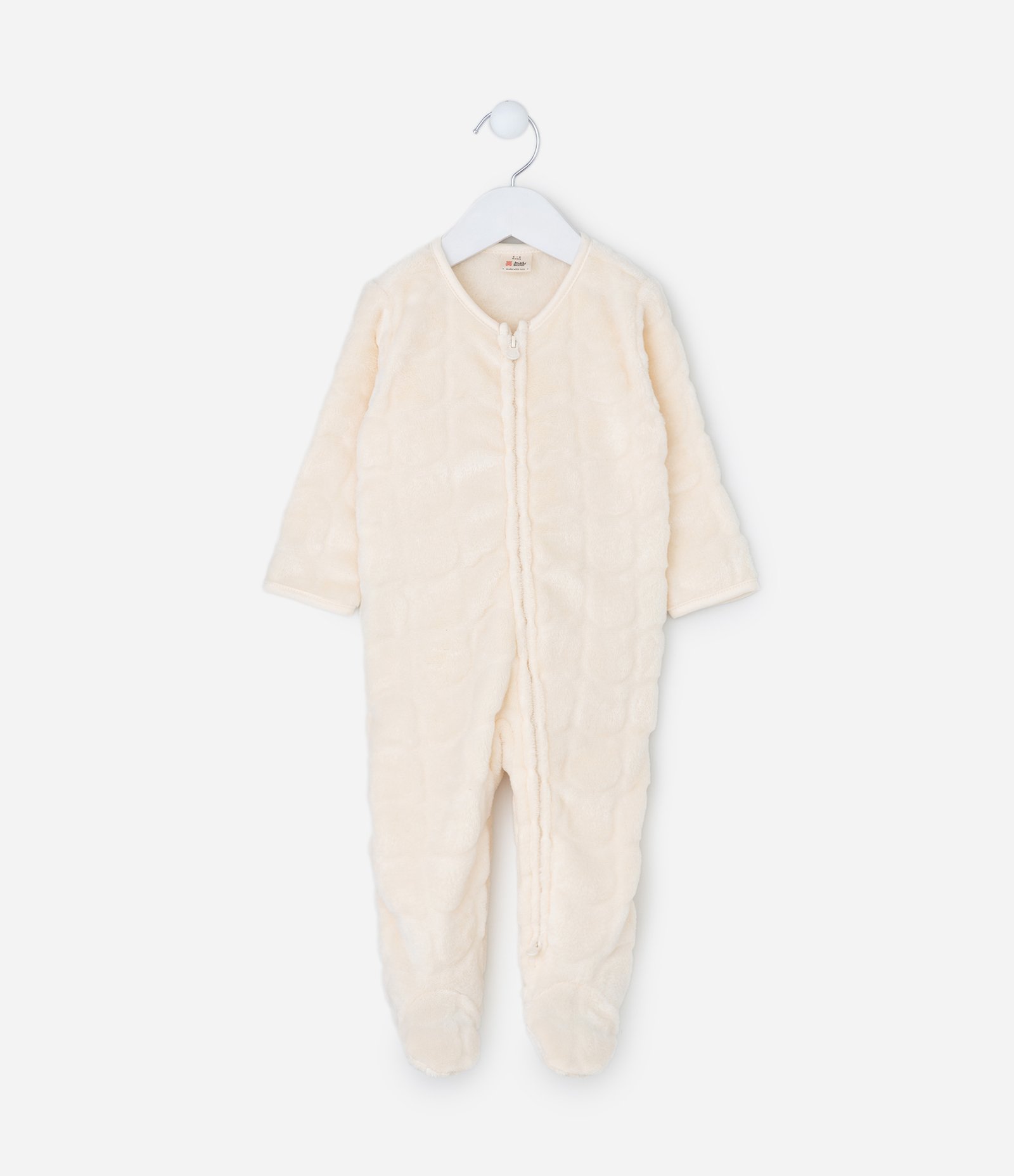 Macacão Bebê Plush com Pezinho - Tam 0 a 18 Meses Bege 1