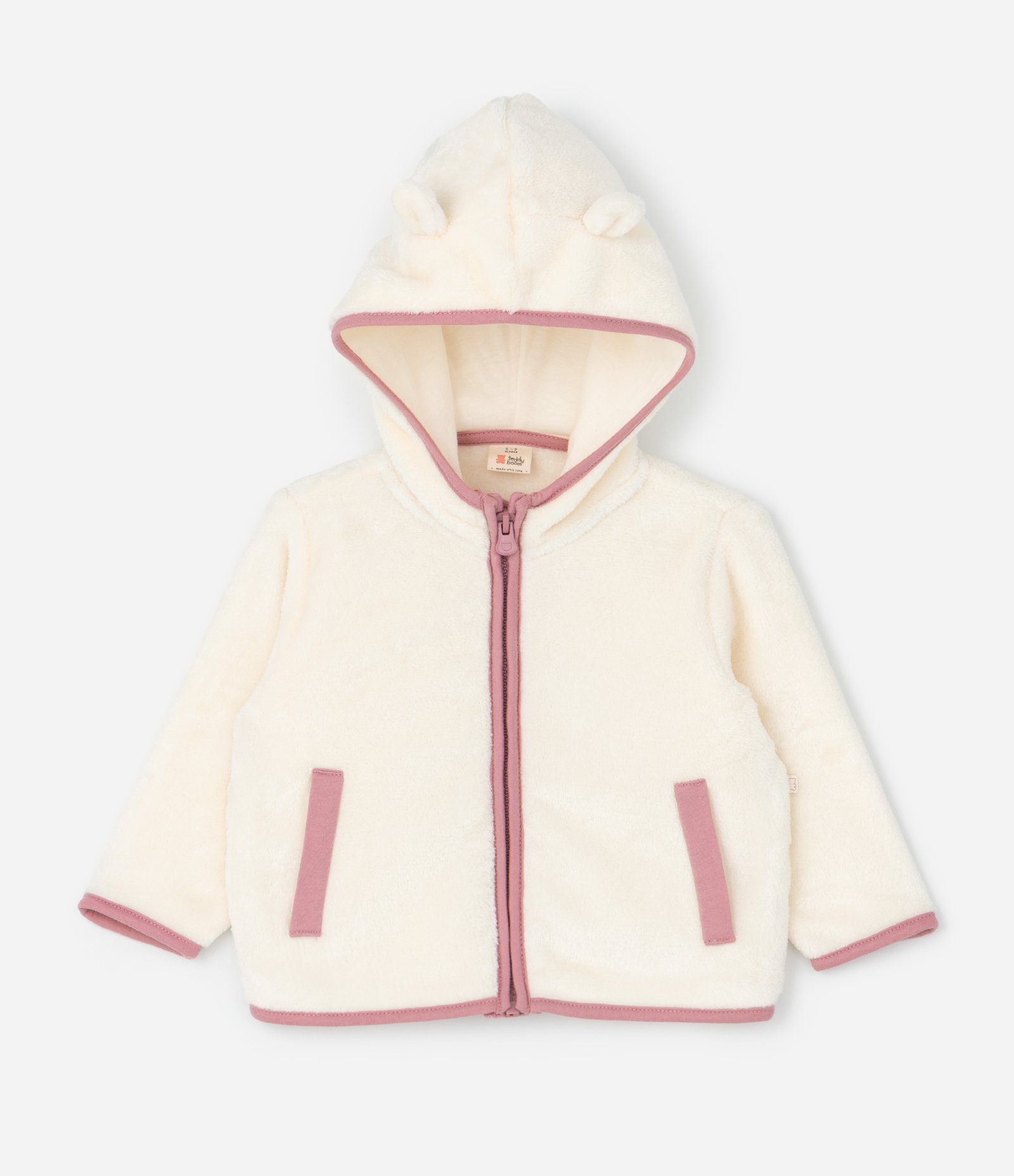 Conjunto Infantil com Ursinho Bordado – Tam 0 a 18 Meses Off White/Rosa 2