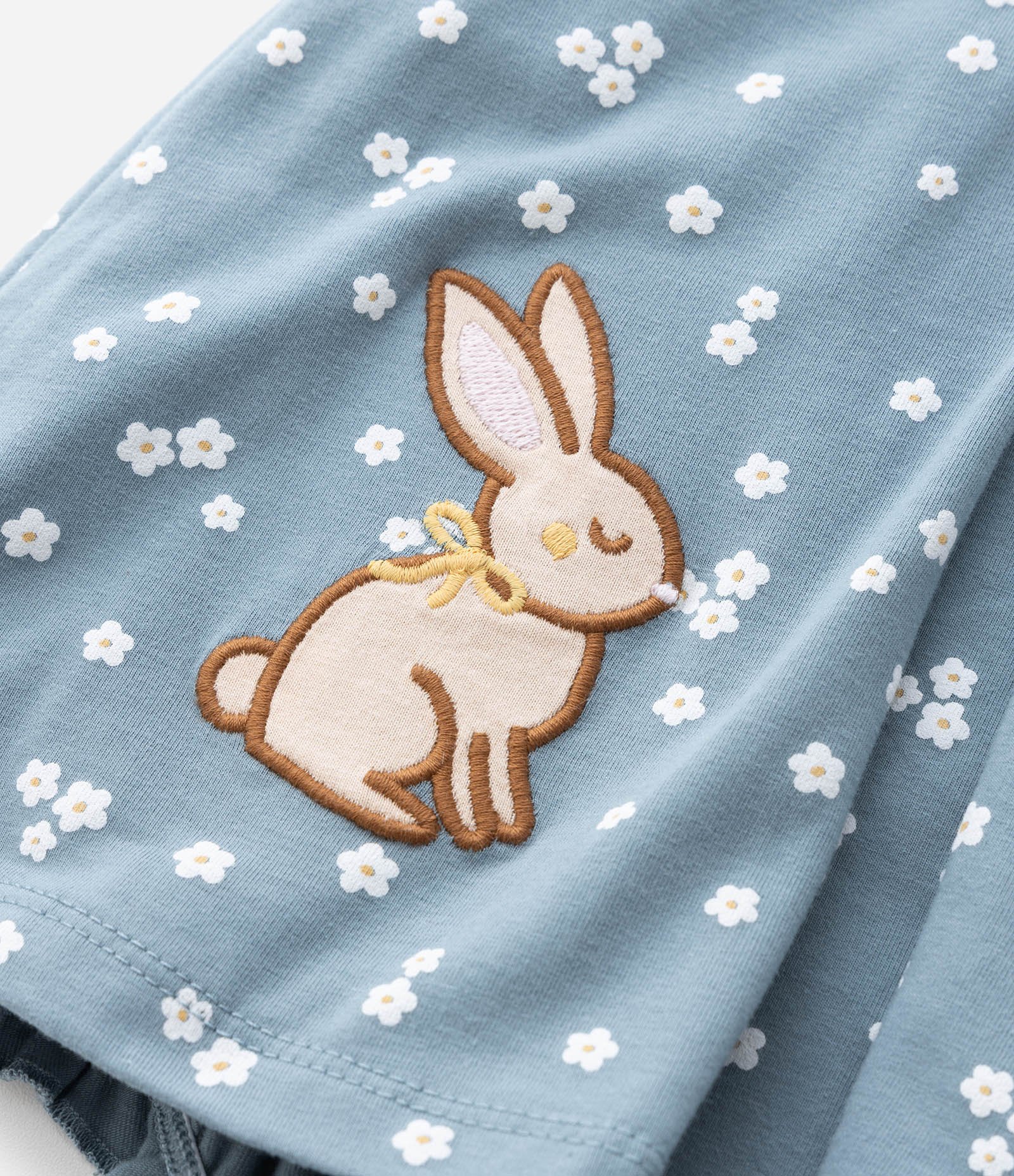 Vestido Body Infantil com Estampa Poá e Bordado Coelhinho – Tam 0 a 18 Meses Azul 8