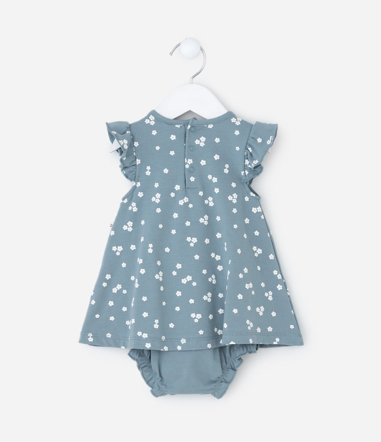 Vestido Body Infantil com Estampa Poá e Bordado Coelhinho – Tam 0 a 18 Meses Azul 2