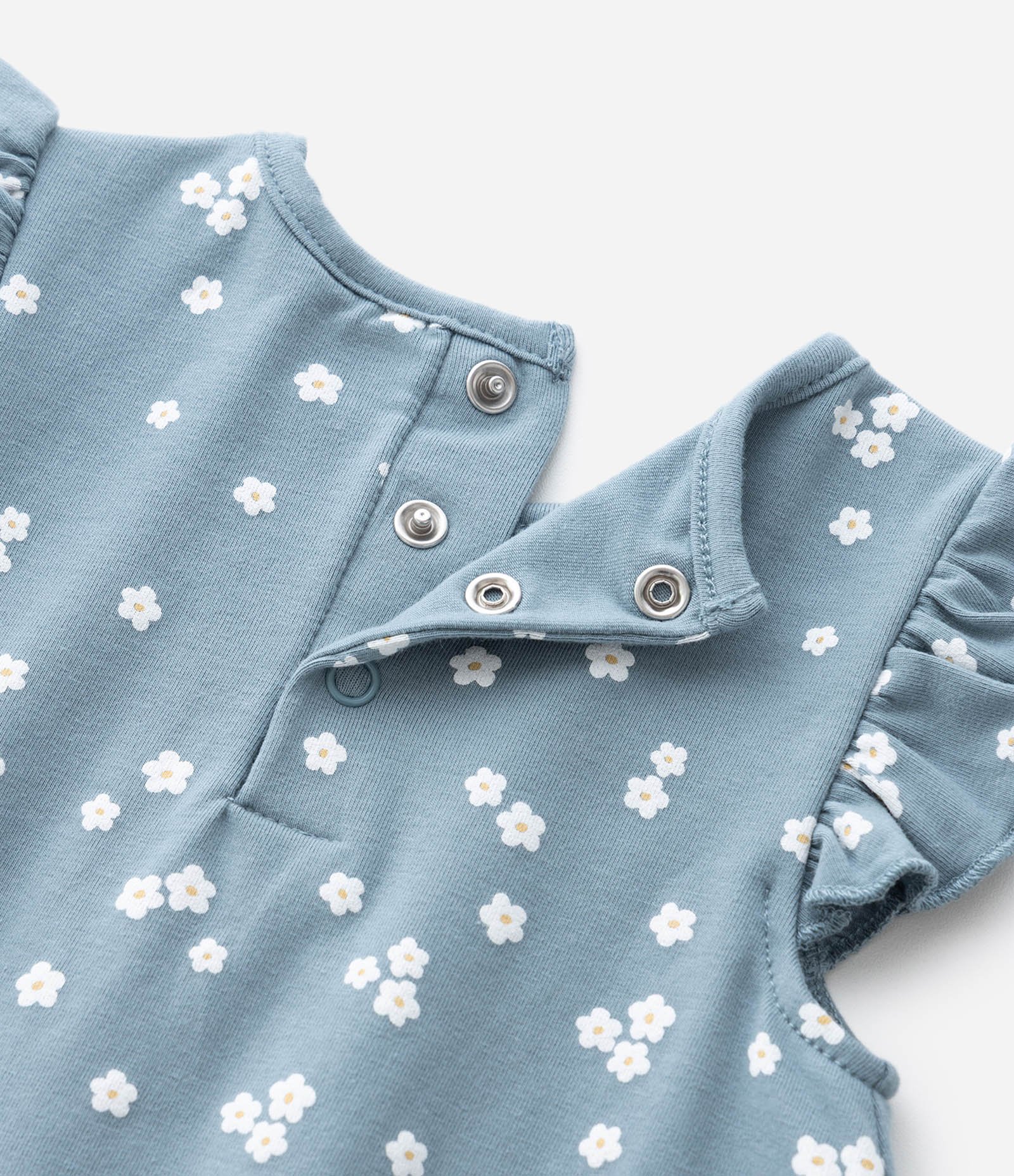 Vestido Body Infantil com Estampa Poá e Bordado Coelhinho – Tam 0 a 18 Meses Azul 5