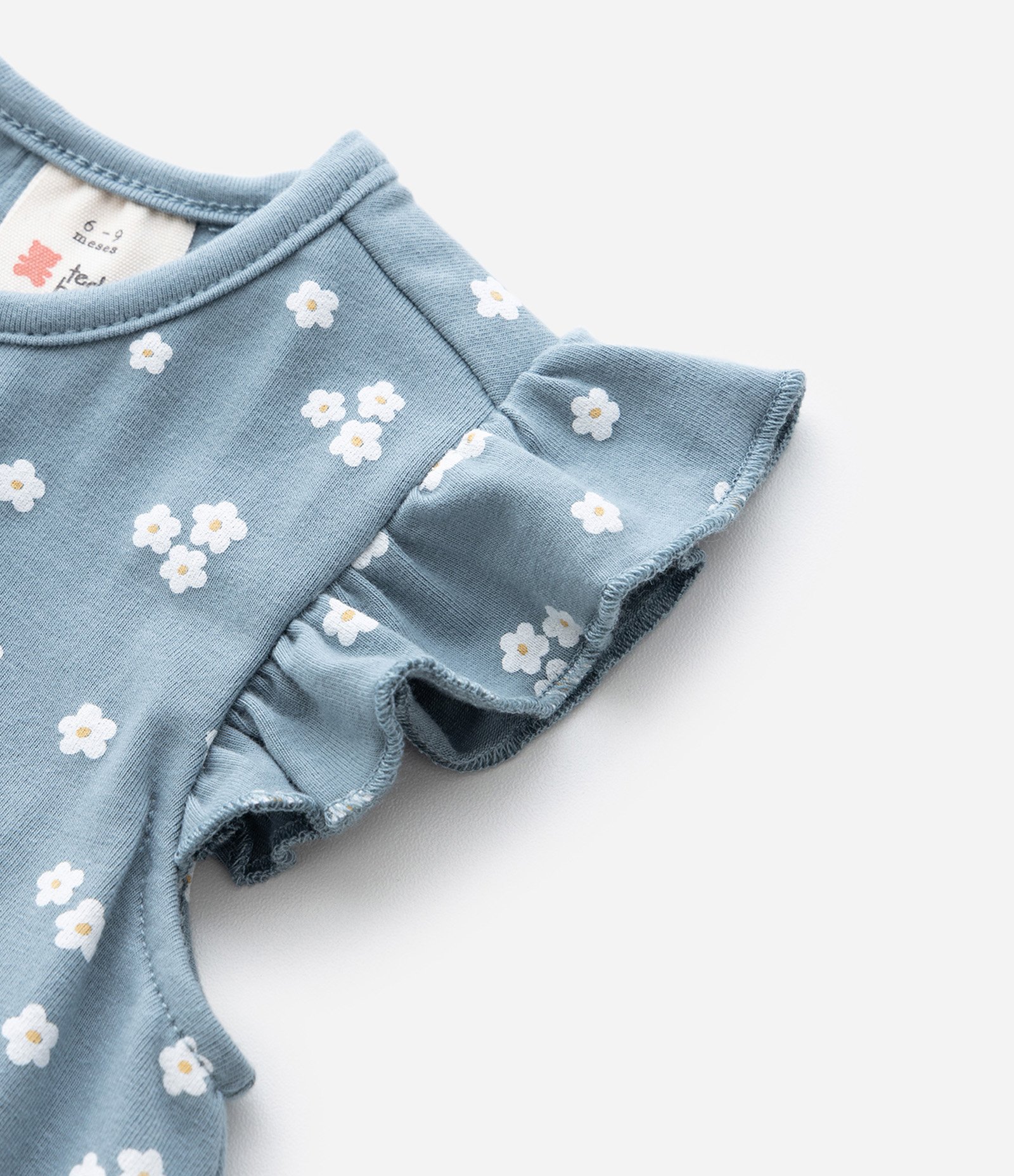 Vestido Body Infantil com Estampa Poá e Bordado Coelhinho – Tam 0 a 18 Meses Azul 6