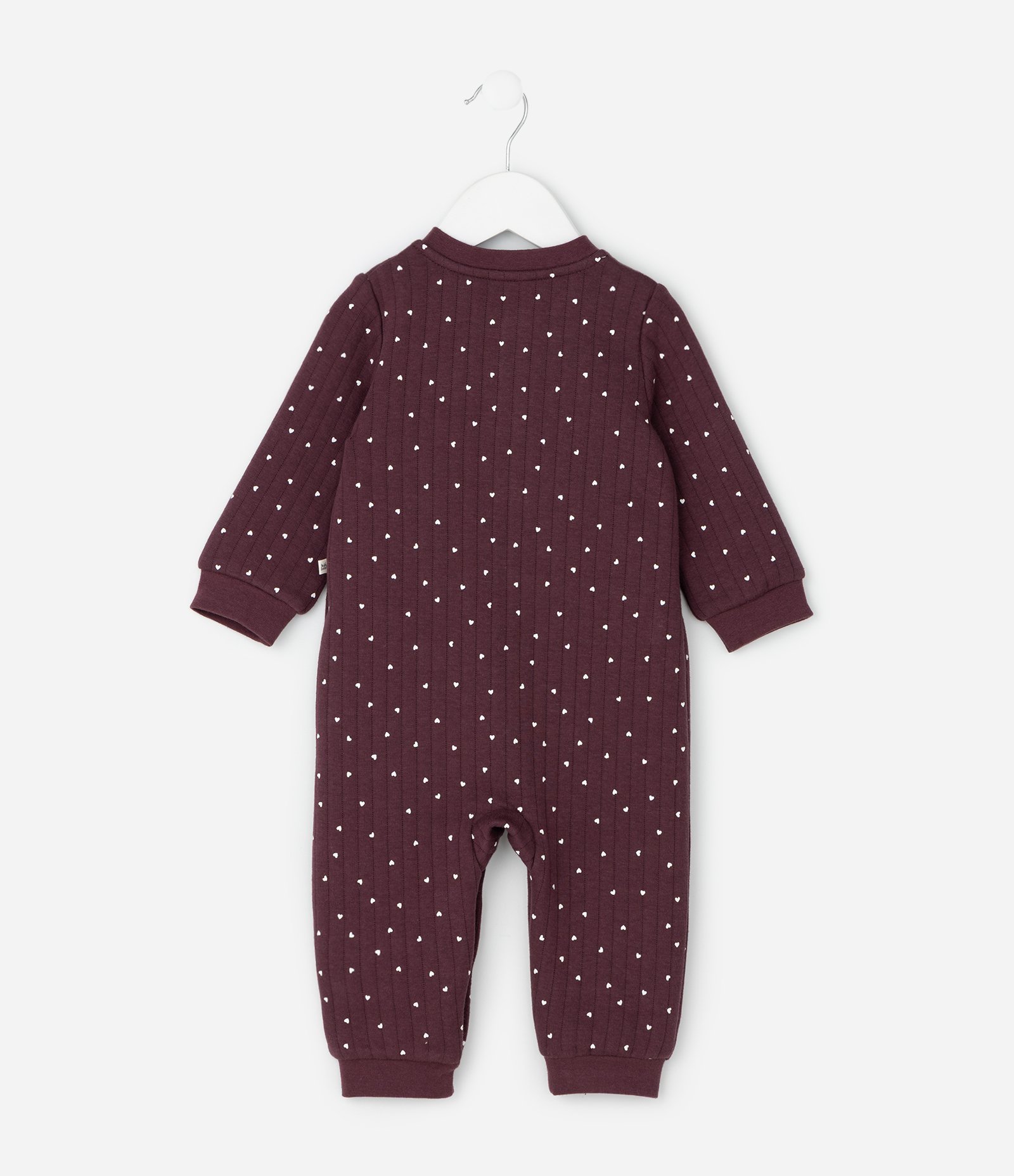 Macacão Infantil em Matelassê com Estampa Poá Corações – Tam RN a 24 Meses Vinho 2