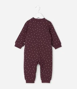 Macacão Infantil em Matelassê com Estampa Poá Corações – Tam RN a 24 Meses