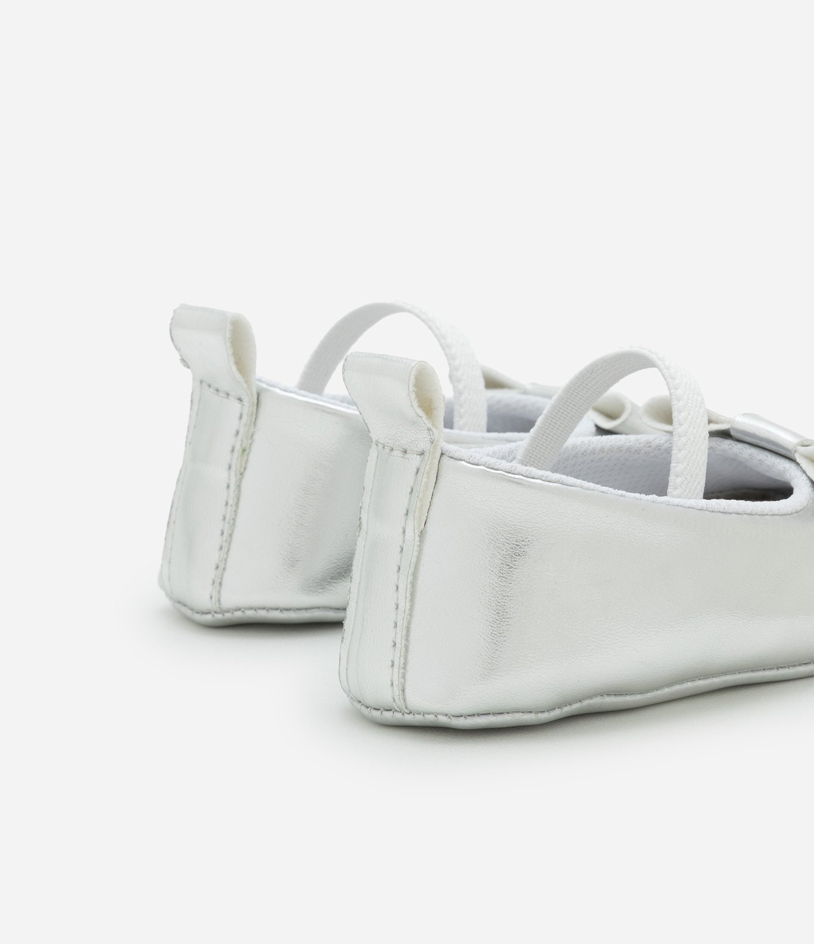 Sapatilha Infantil Envernizada com Laço - Tam 15 a 19 Prata 2