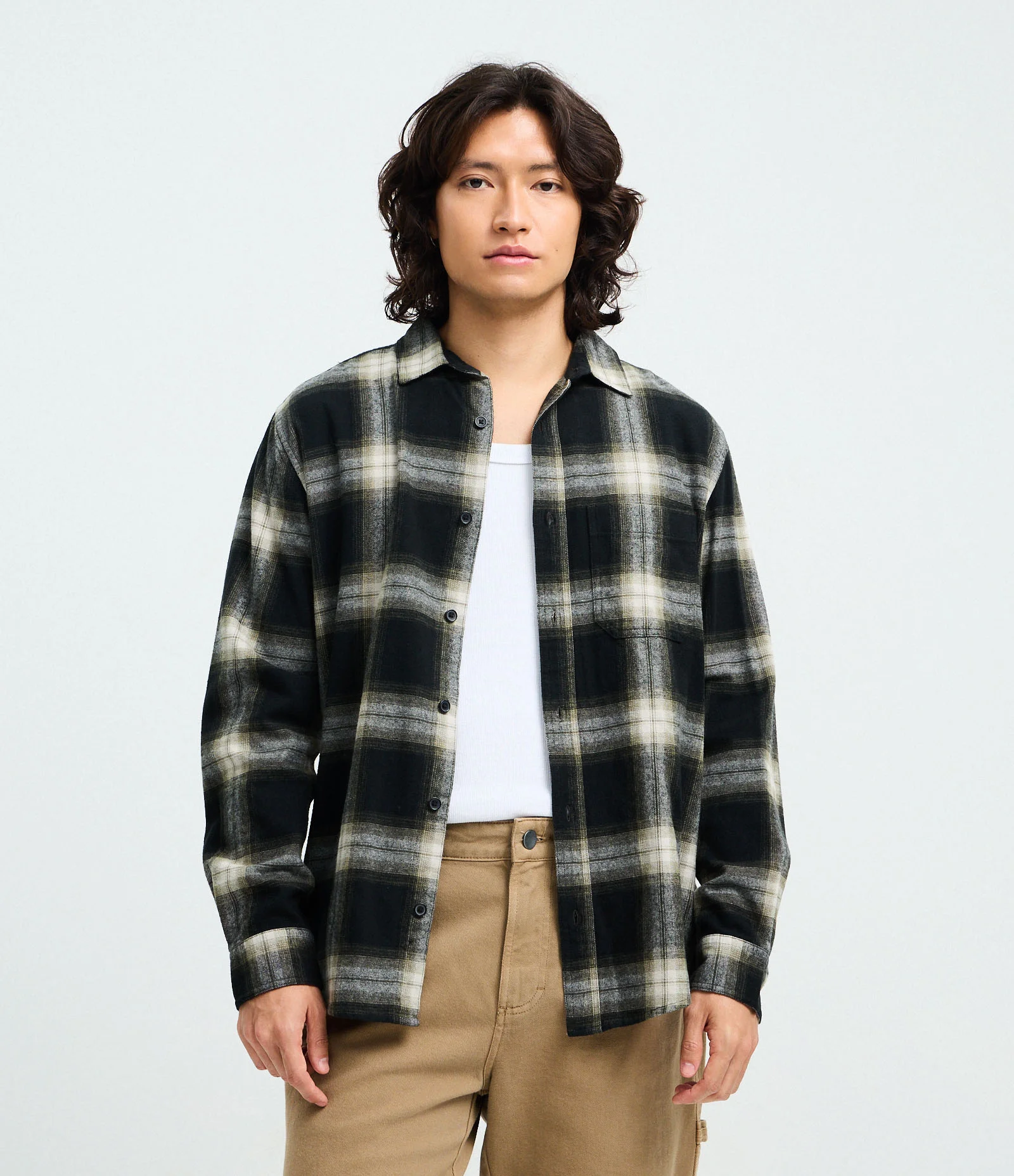 Camisa Manga Longa em Flanela Xadrez Verde 1