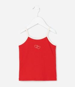 Regata Infantil em Cotton com Estampa de Coração - Tam 1 a 6 Anos