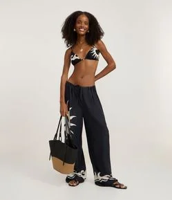 Saída de Praia Calça com Estampa de Sol e Ondas