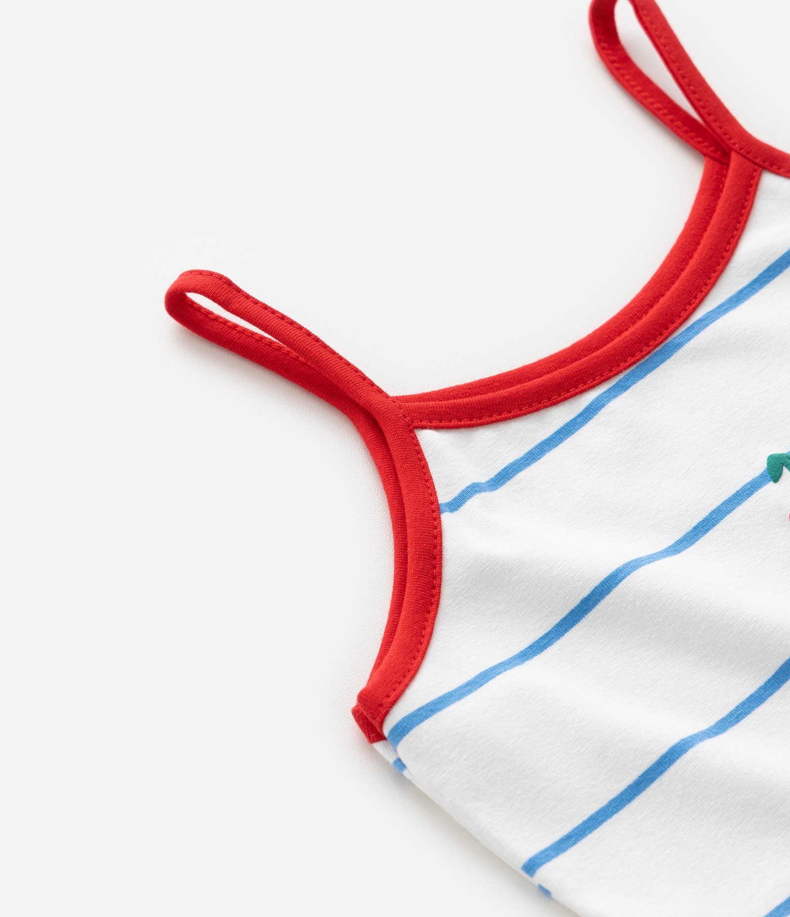 Regata Infantil com Estampa de Listras e Cerejinhas  - Tam 1 a 6 Anos Branco 4