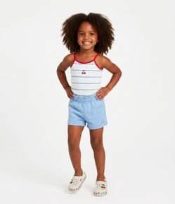 Regata Infantil com Estampa de Listras e Cerejinhas  - Tam 1 a 6 Anos