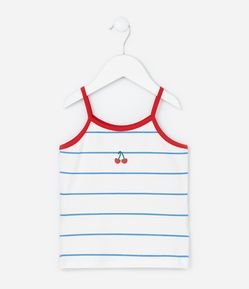 Regata Infantil com Estampa de Listras e Cerejinhas  - Tam 1 a 6 Anos