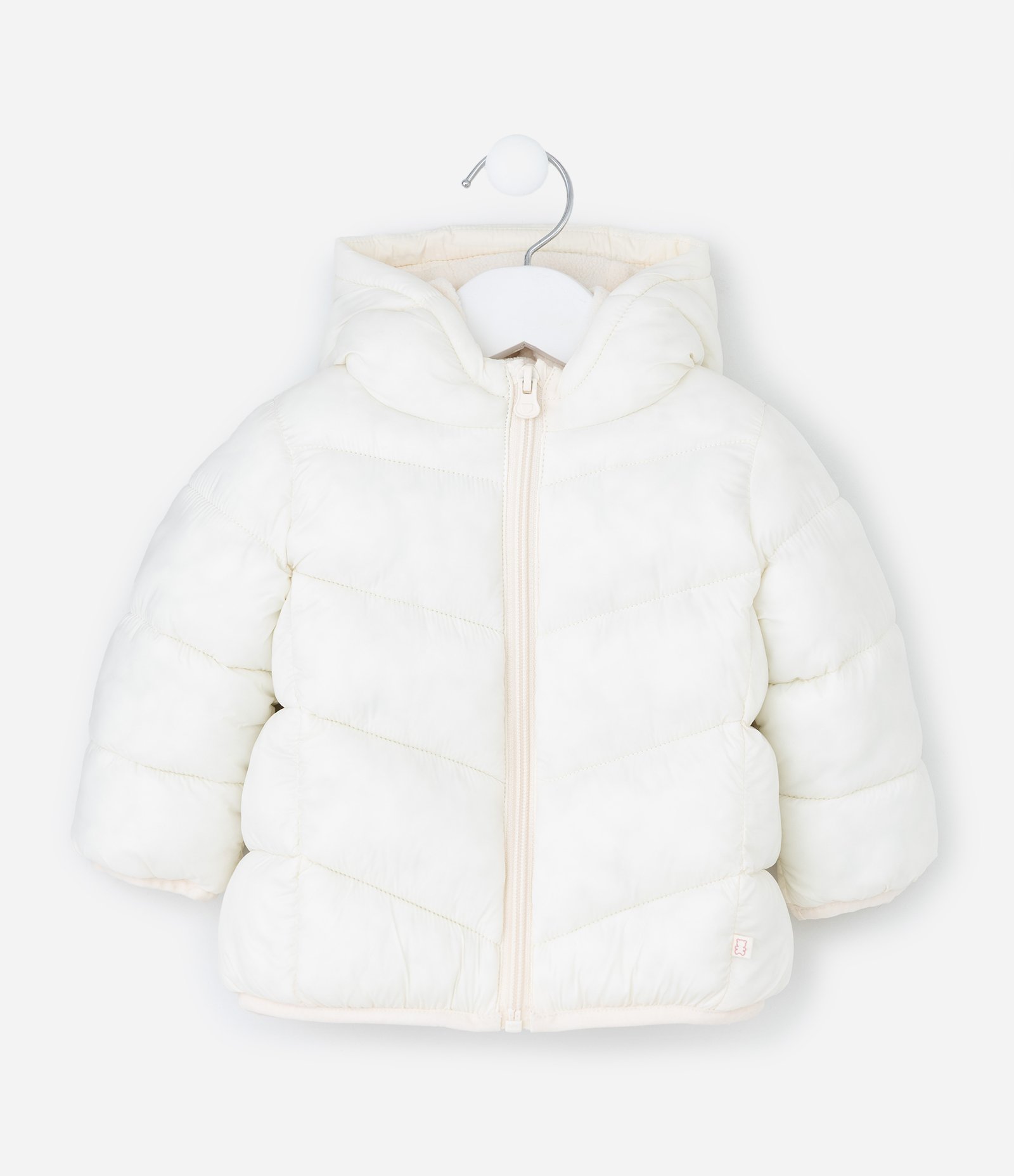 Jaqueta Infantil Acolchoada com Capuz – Tam 0 a 18 Meses Off White 1