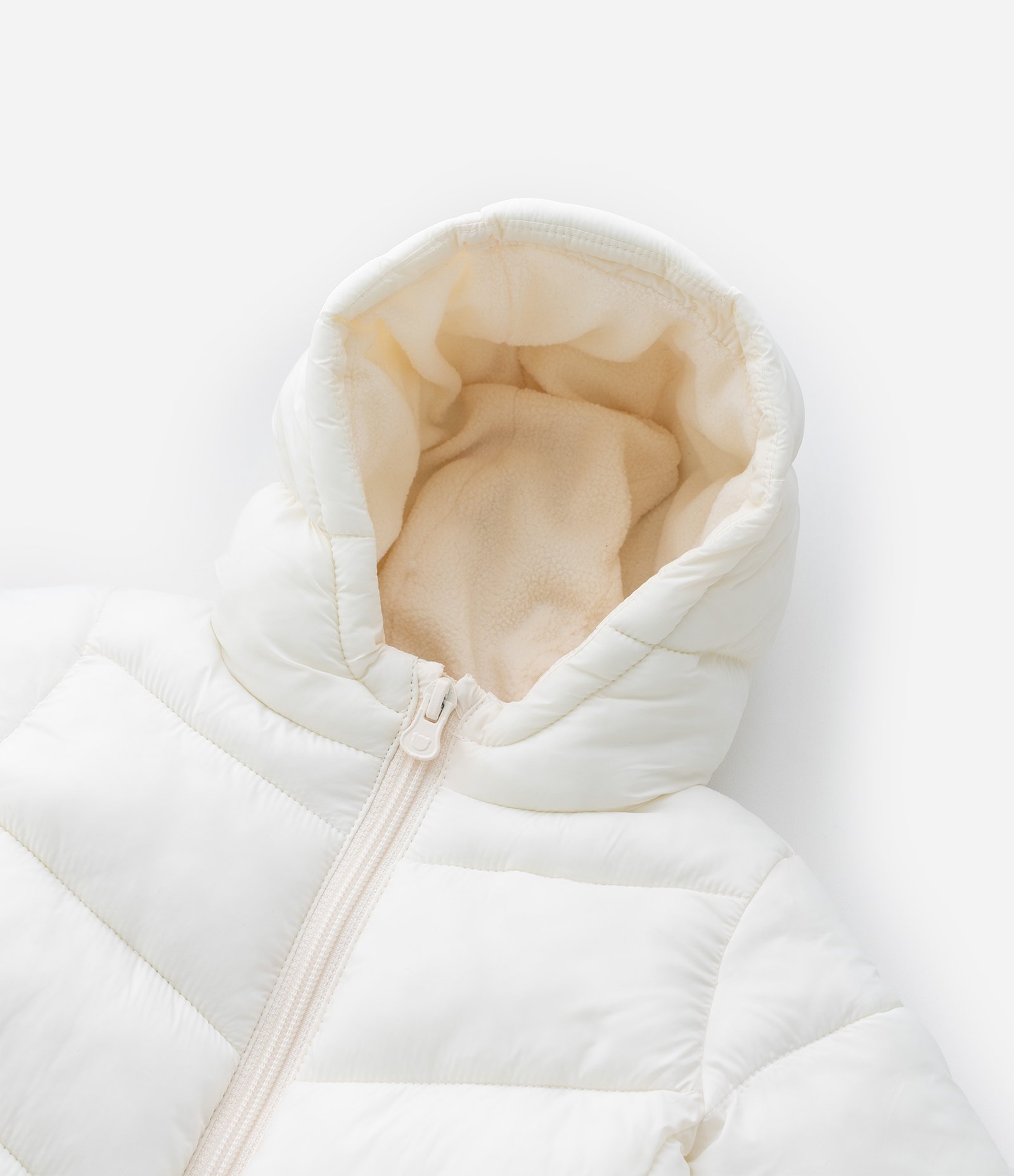 Jaqueta Infantil Acolchoada com Capuz – Tam 0 a 18 Meses Off White 3