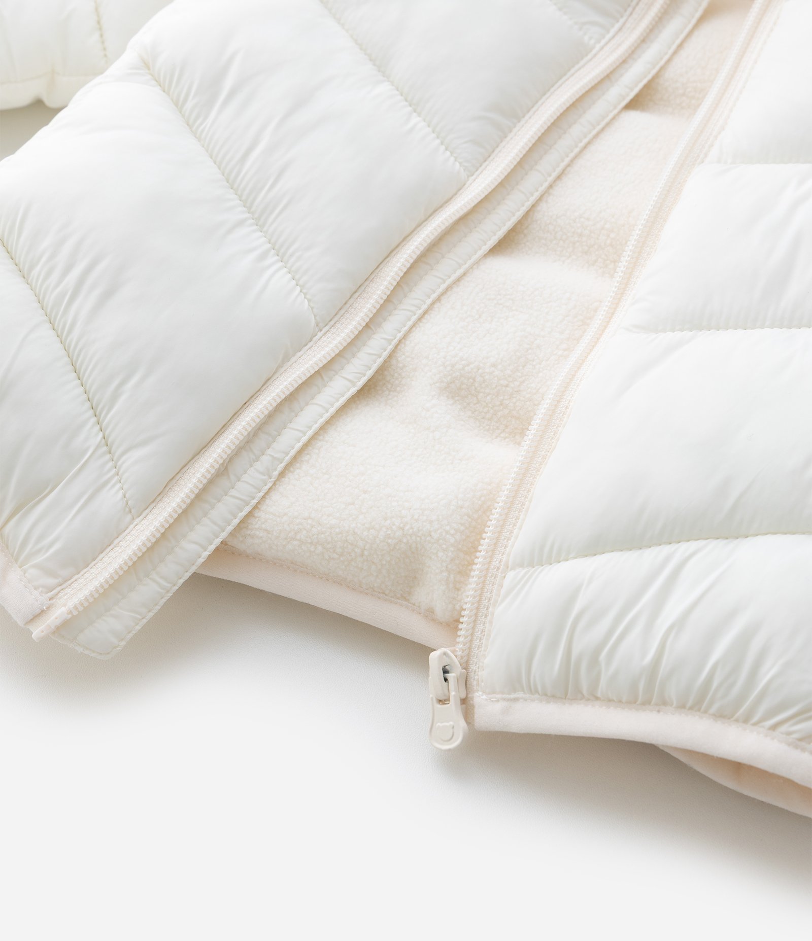 Jaqueta Infantil Acolchoada com Capuz – Tam 0 a 18 Meses Off White 5