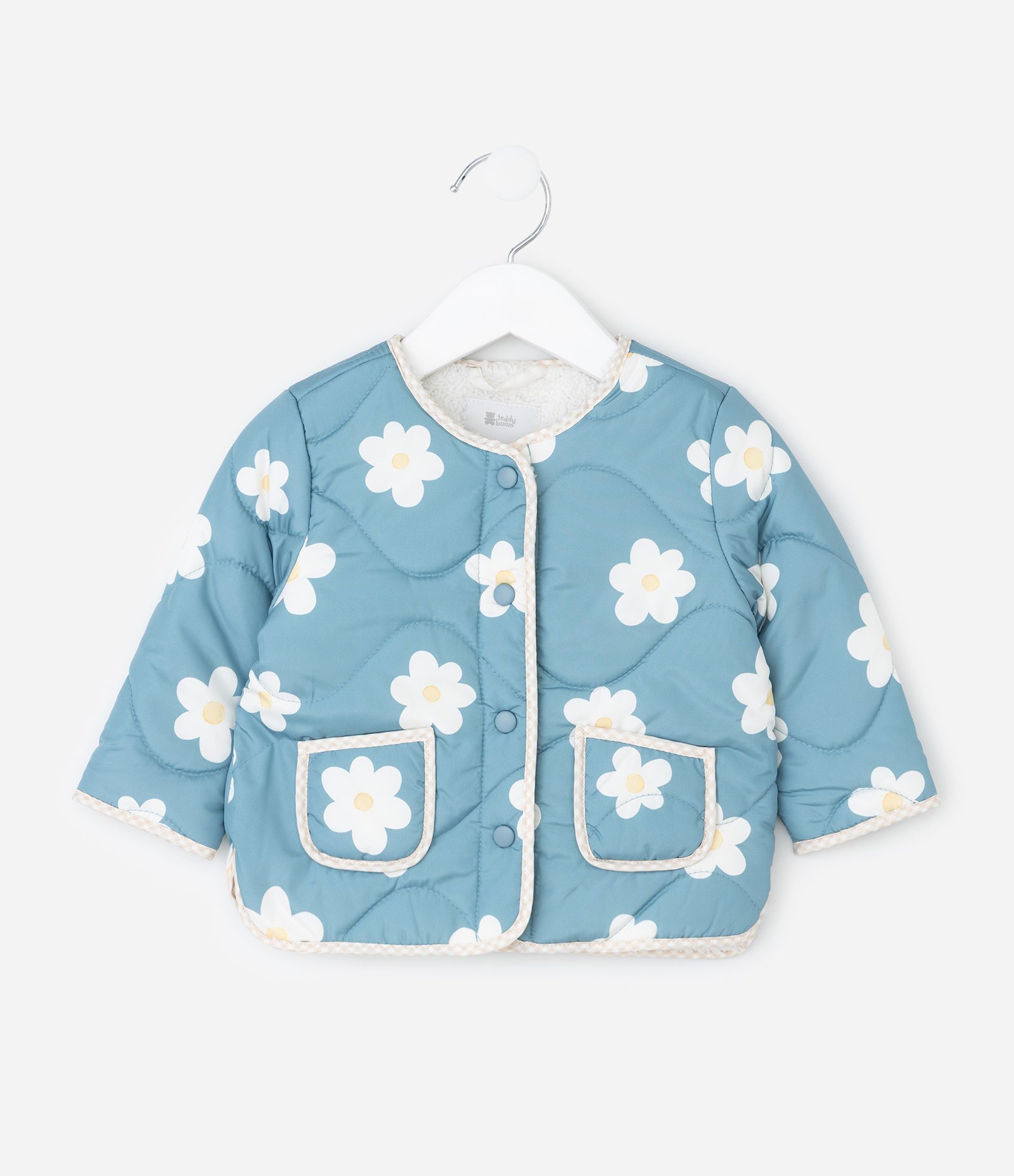 Jaqueta Infantil com Estampa Floral e Forro com Felpa – Tam 0 a 18 Meses Azul Claro 2