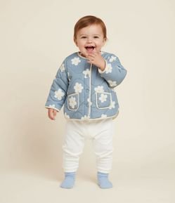 Jaqueta Infantil com Estampa Floral e Forro com Felpa – Tam 0 a 18 Meses
