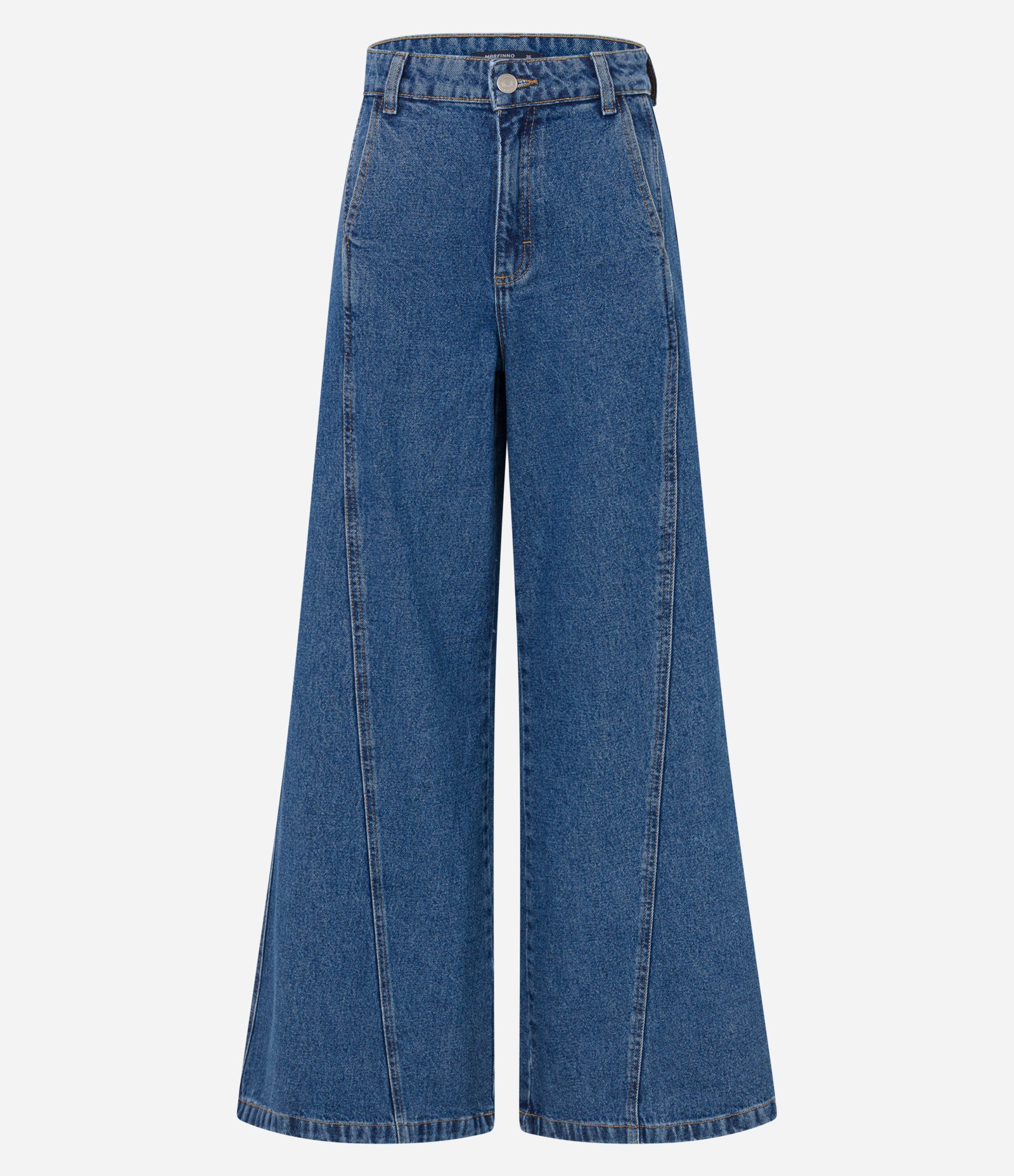 Calça Pantalona em Jeans com Bolso Faca Azul 5