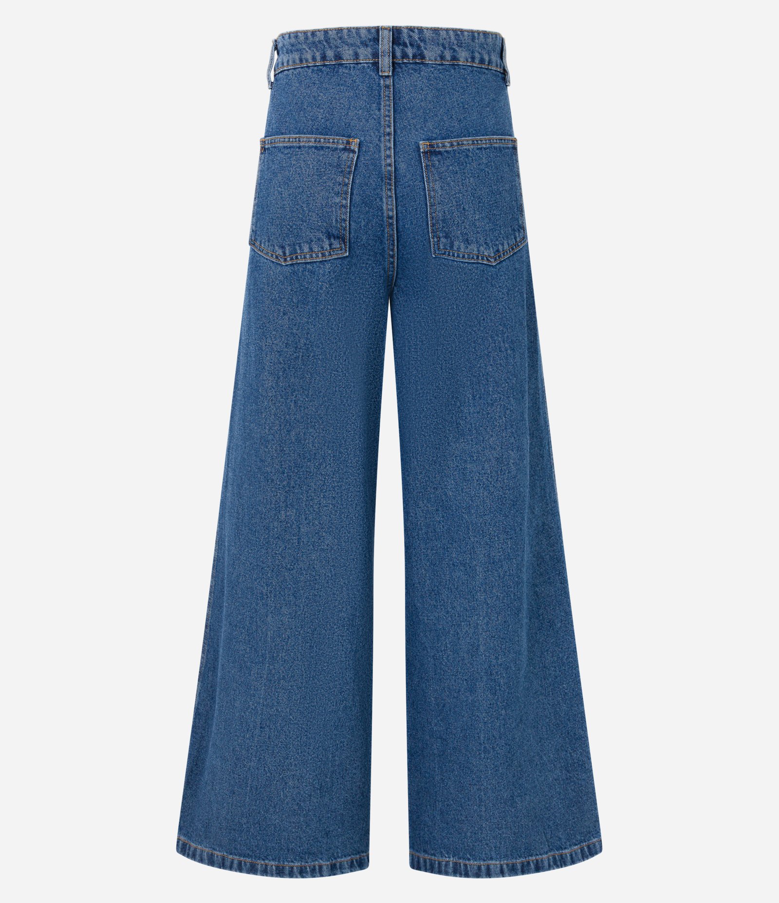 Calça Pantalona em Jeans com Bolso Faca Azul 6