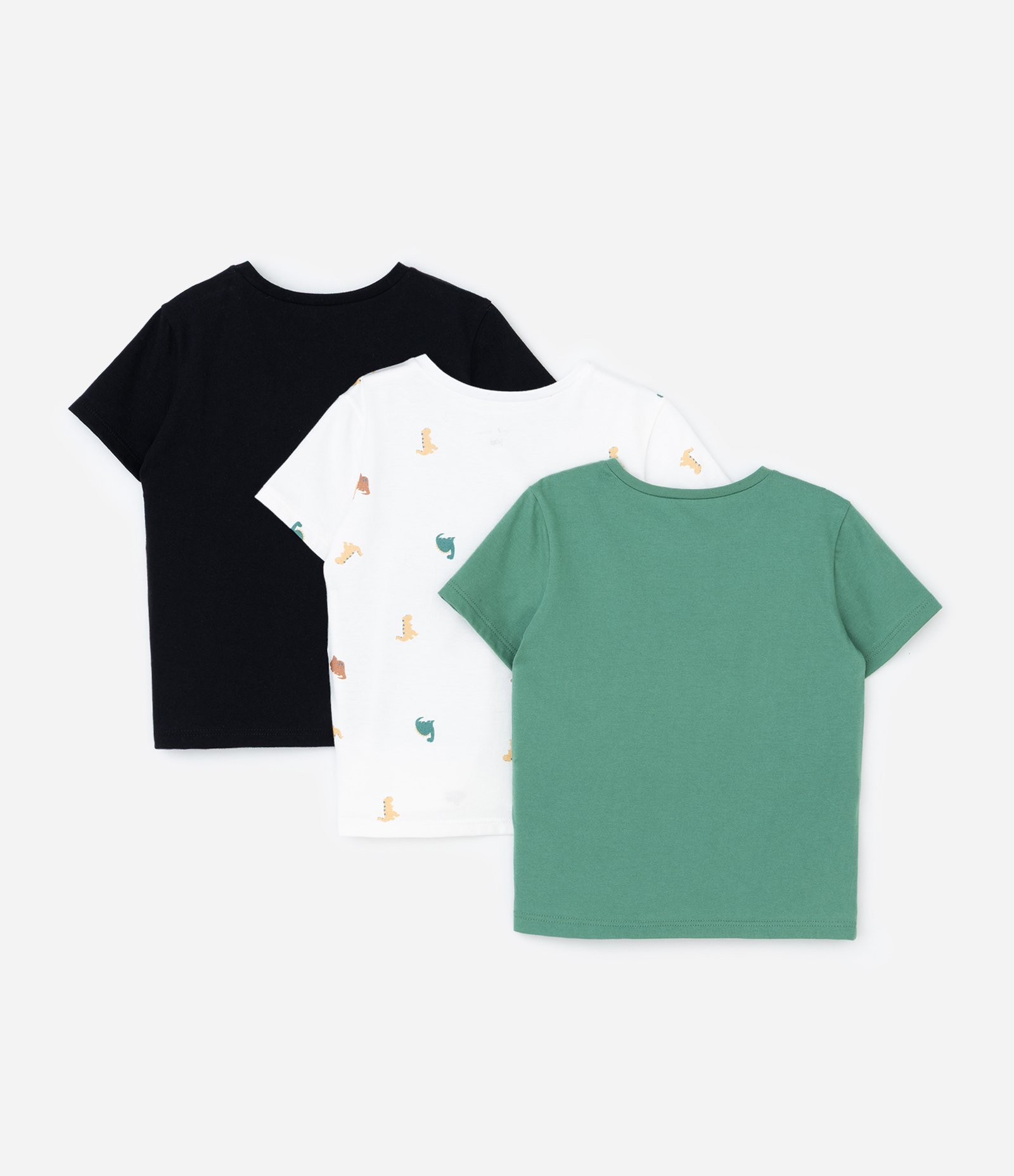 Kit 03 Camisetas Infantis com Estampa Dinos - Tam 1 a 6 Anos Branco 2