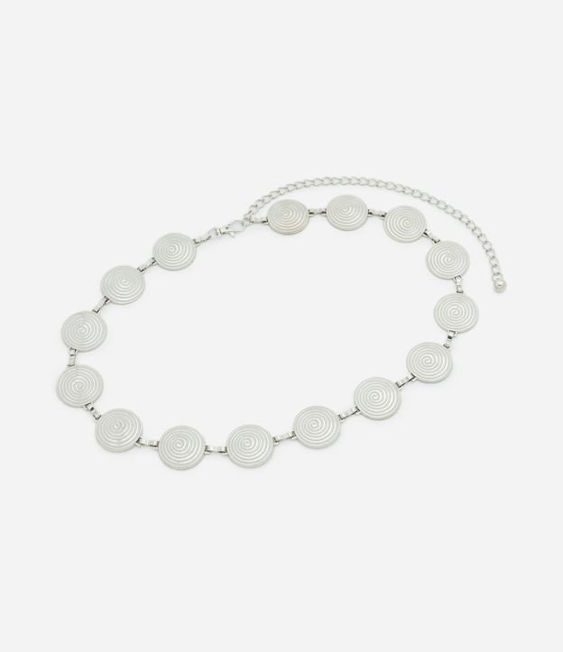 Cinto Estreito em Corrente de Metal com Moedas Texturizadas