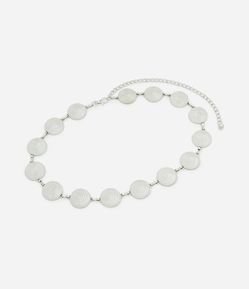 Cinto Estreito em Corrente de Metal com Moedas Texturizadas