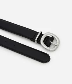 Cinto Médio com Fivela Arredondada Bold e Passante Prata