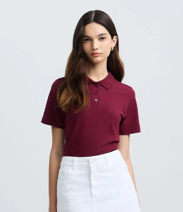 Blusa Polo em Algodão com Manga Curta