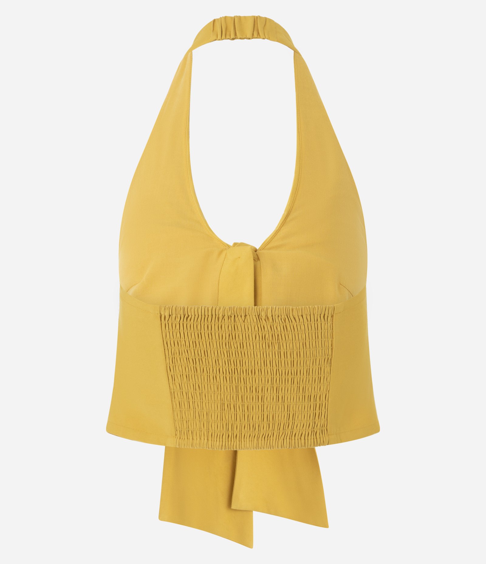 Blusa Frente Única em Viscose com Amarração no Busto Amarelo 6