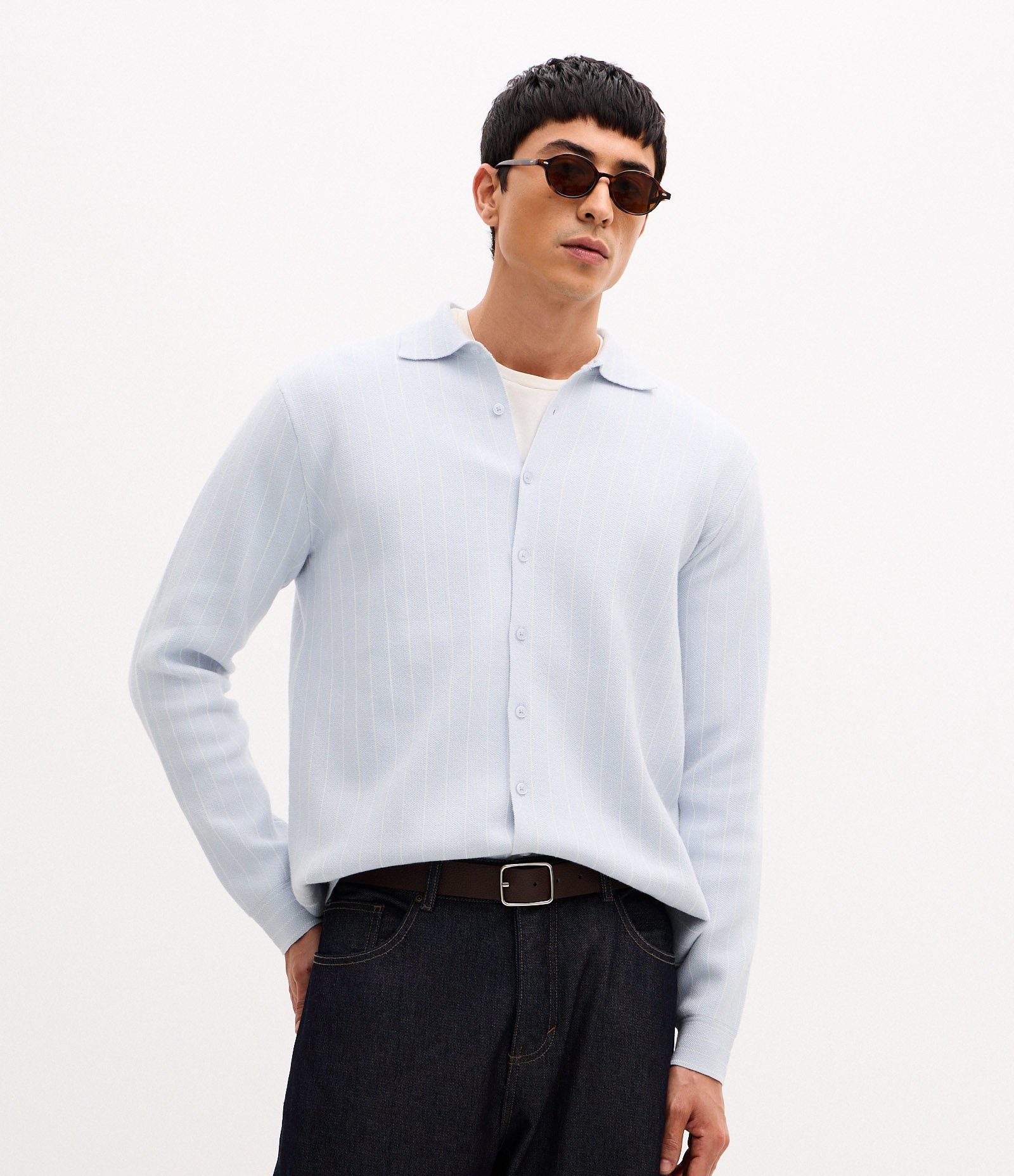 Camisa Manga Longa com Listras Azul 2