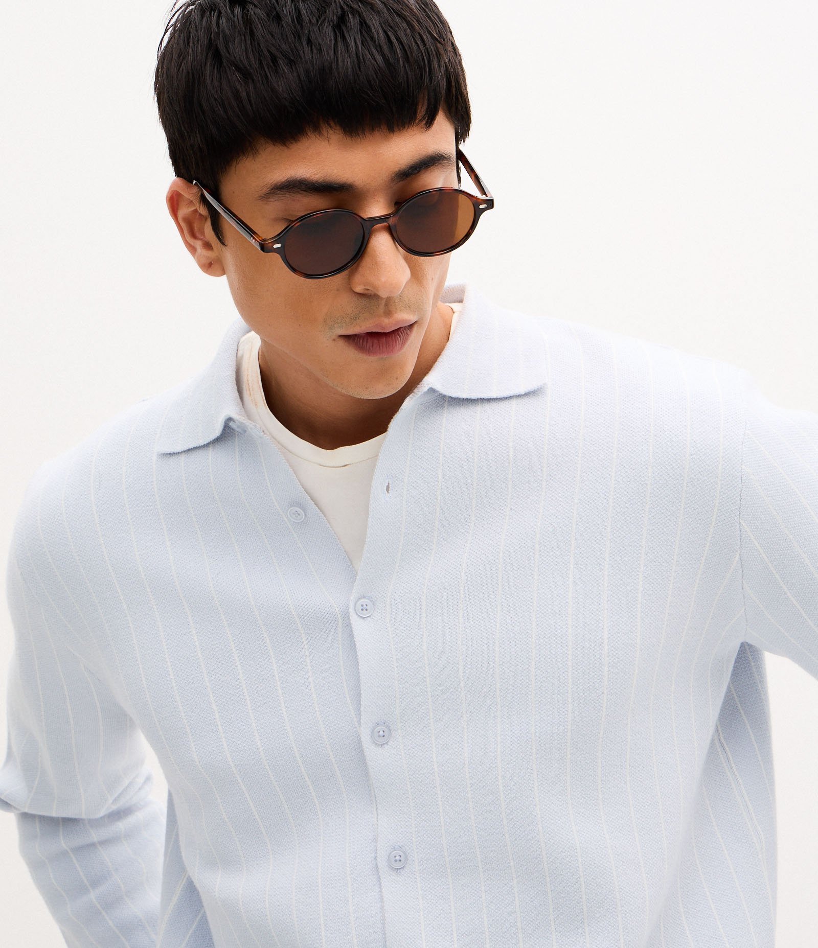 Camisa Manga Longa com Listras Azul 4