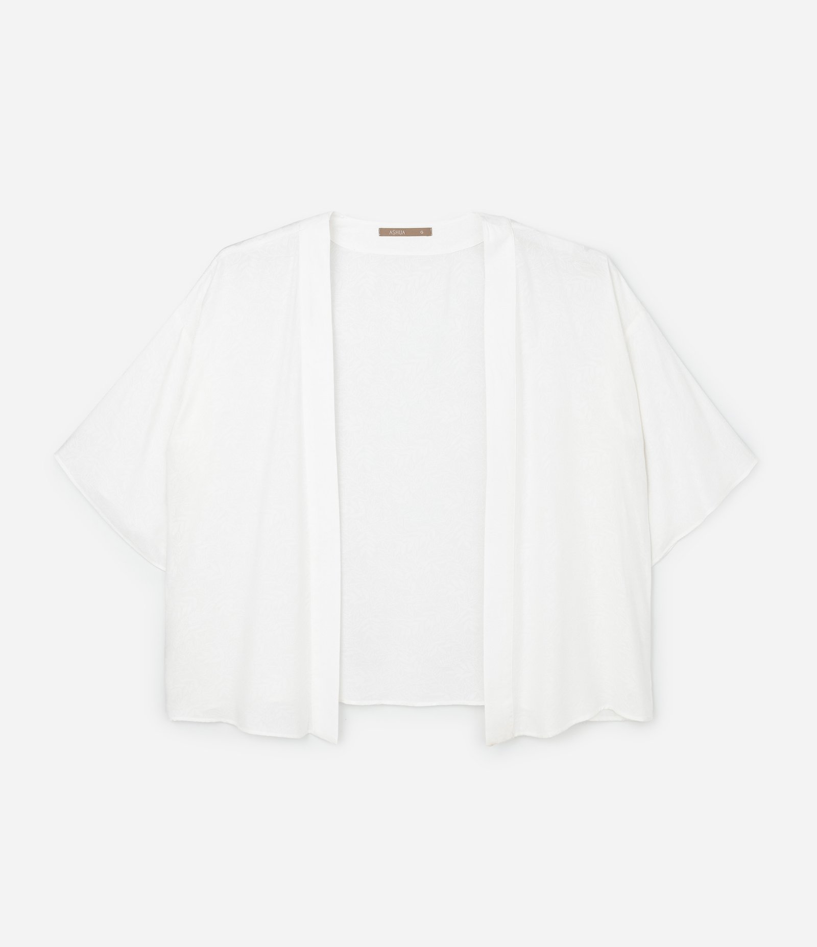 Kimono em Viscose com Jacquard de Folhagens Curve & Plus Size Branco 5